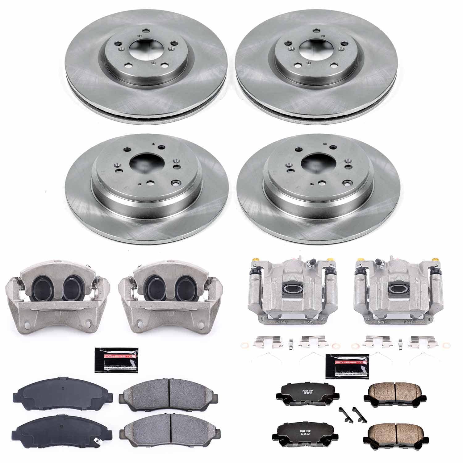 Power Stop - KCOE6084 - Front and Rear - Disc Brake Pad/Caliper and Rotor Kit