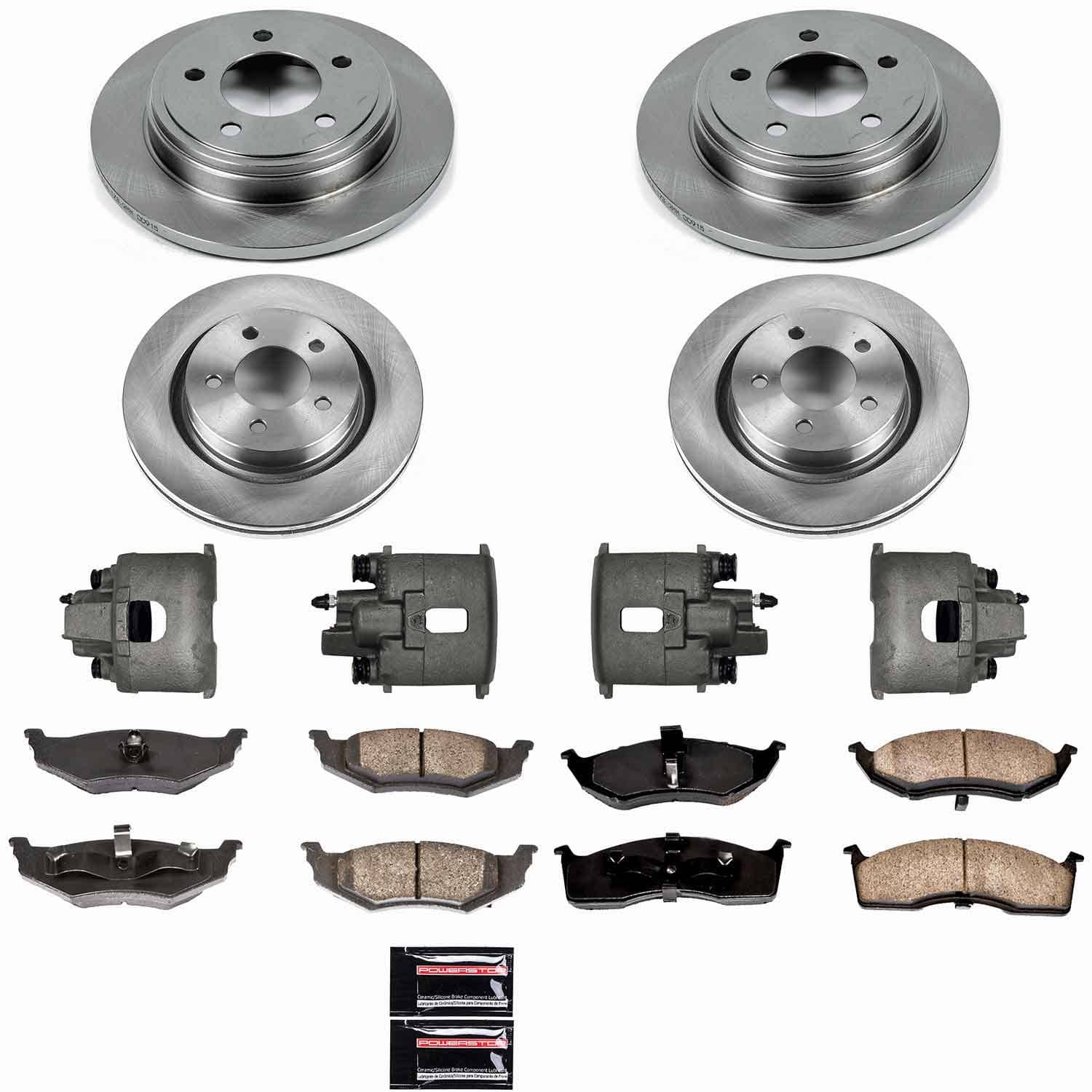 Power Stop - KCOE6178 - Front and Rear - Disc Brake Pad/Caliper and Rotor Kit