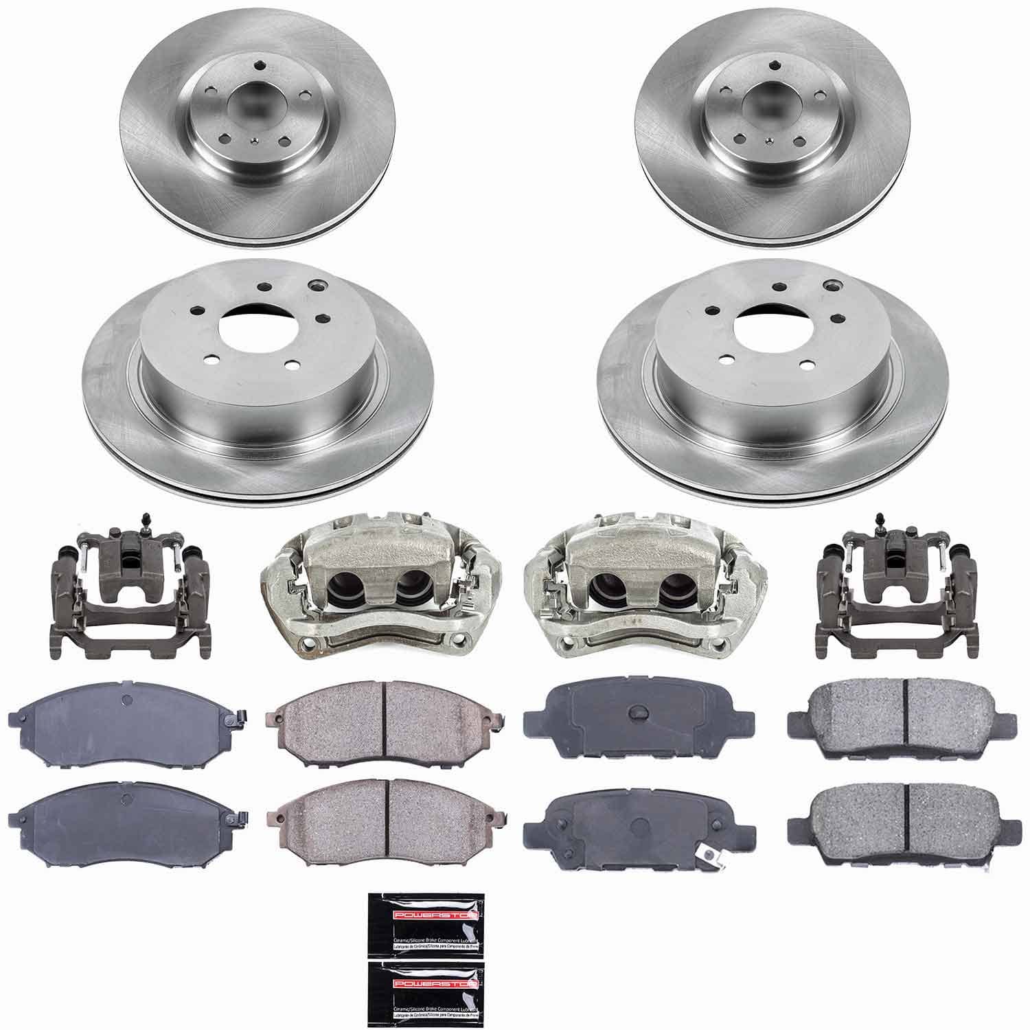 Power Stop - KCOE6237 - Front and Rear - Disc Brake Pad/Caliper and Rotor Kit