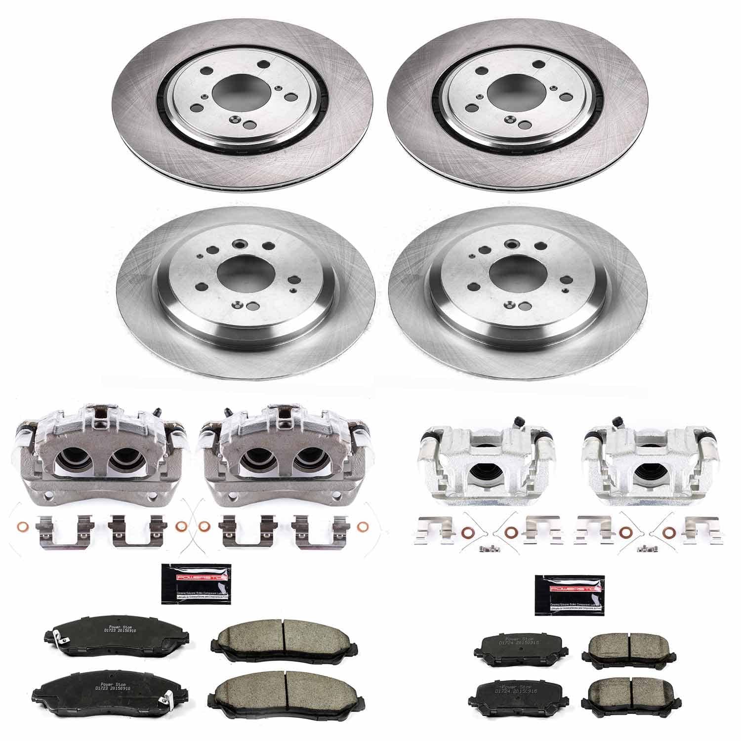 Power Stop - KCOE7576 - Front and Rear - Disc Brake Pad/Caliper and Rotor Kit