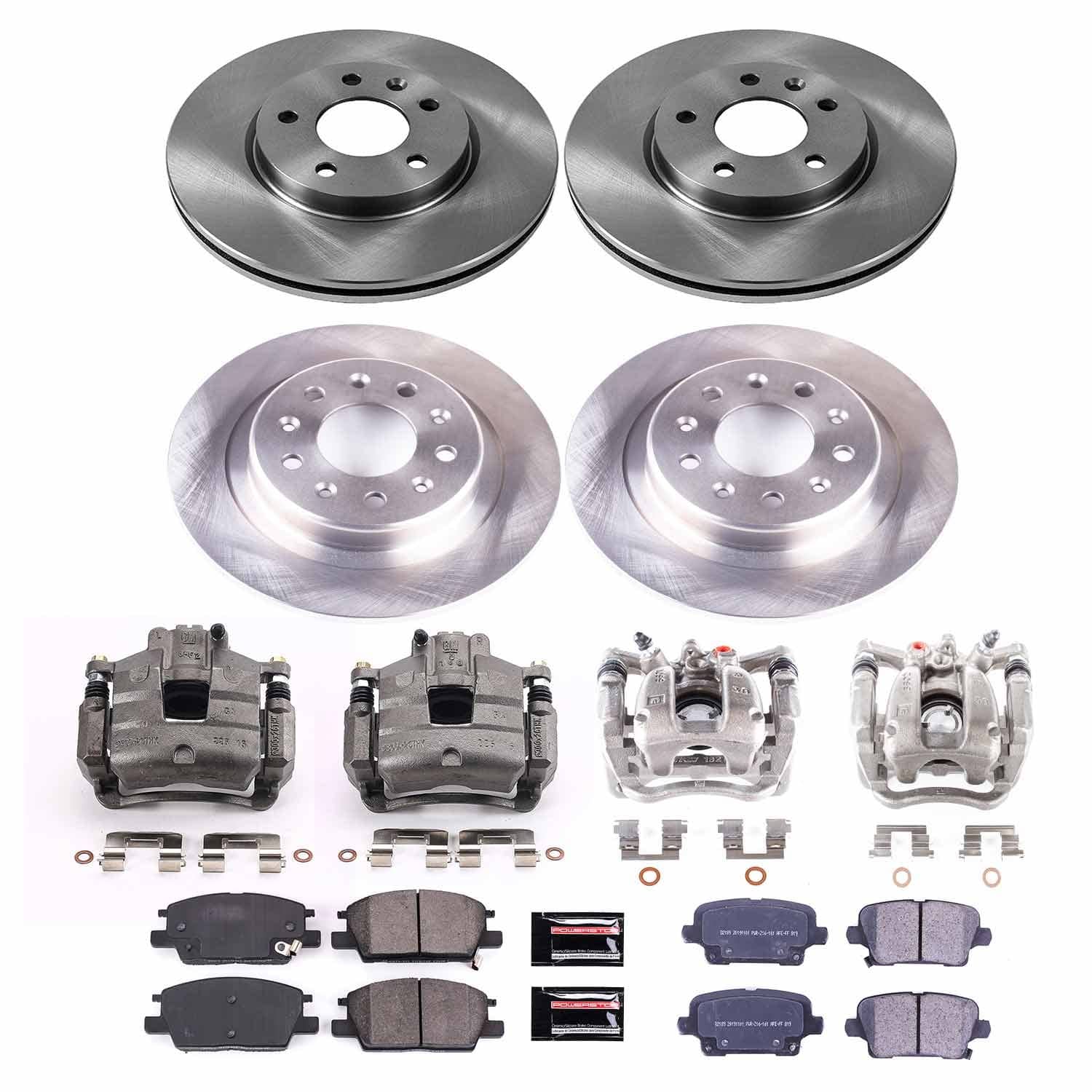 Power Stop - KCOE8689 - Front and Rear - Disc Brake Pad/Caliper and Rotor Kit