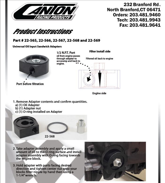 Canton - 22-568 - Engine Oil Filter Adapter image 2