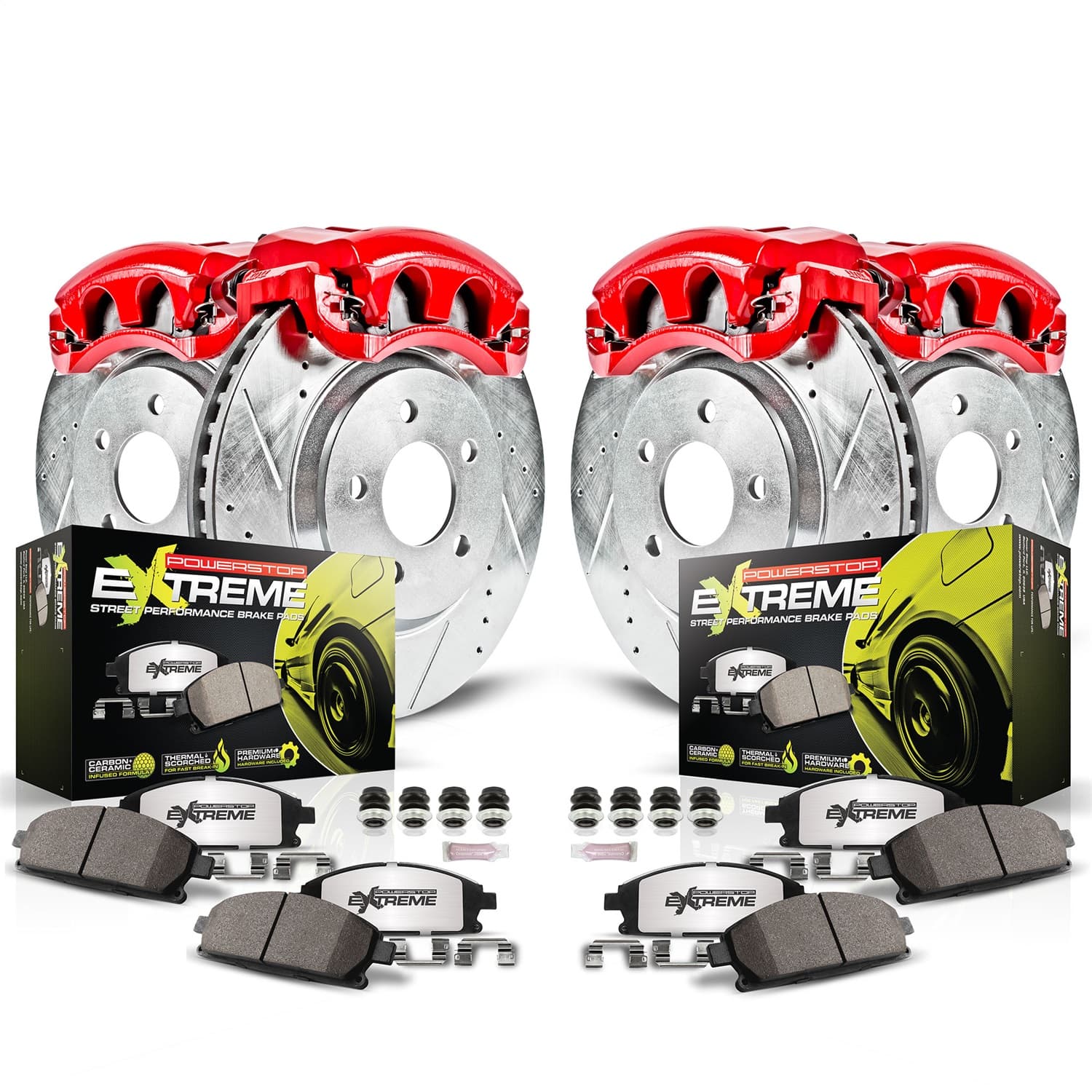 Power Stop - KC1038-26 - Front and Rear - Disc Brake Pad/Caliper and Rotor Kit image 1