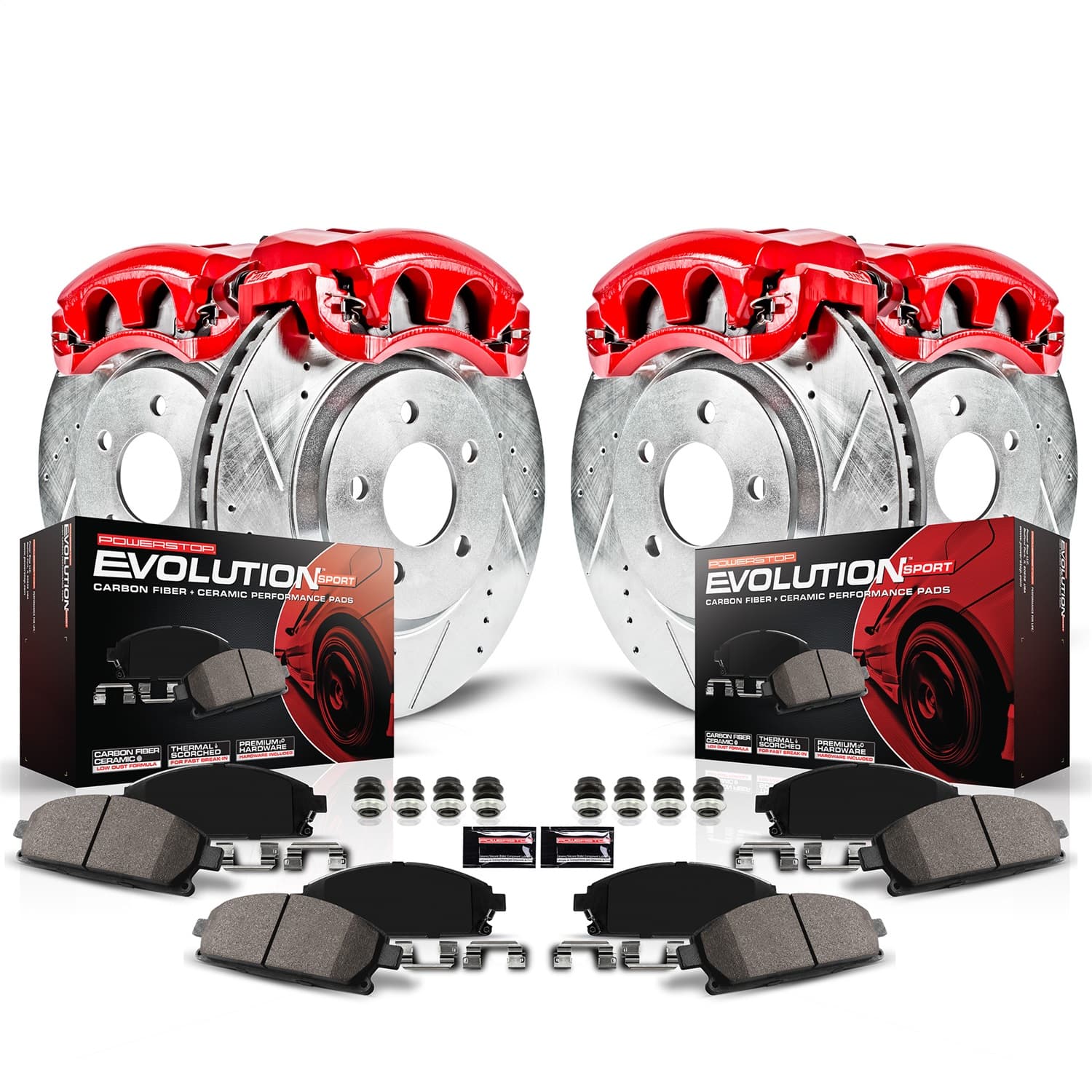 Power Stop - KC1038 - Front and Rear - Disc Brake Pad/Caliper and Rotor Kit image 1