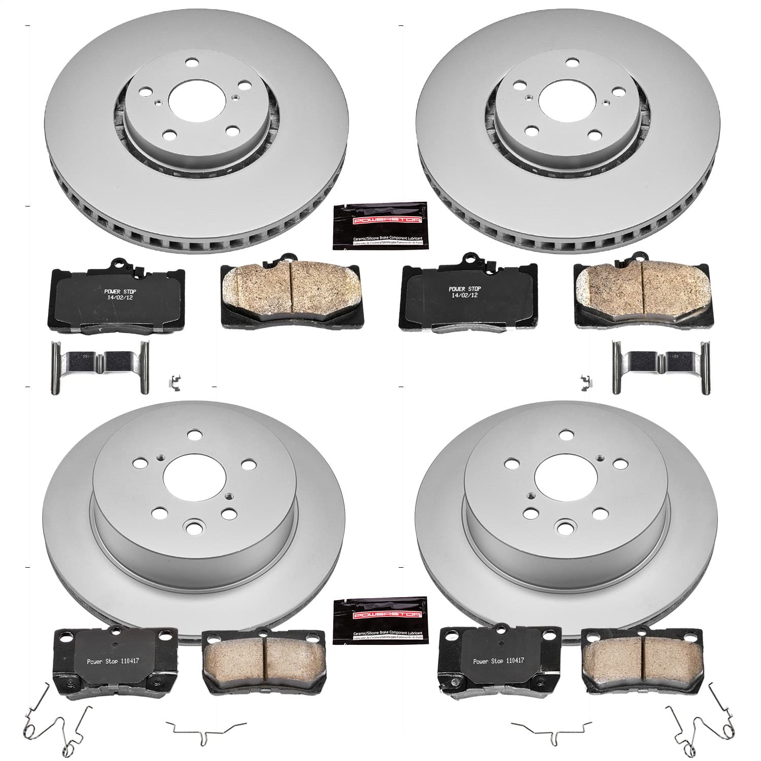Power Stop - CRK4070 - Front and Rear - Disc Brake Pad and Rotor Kit image 1