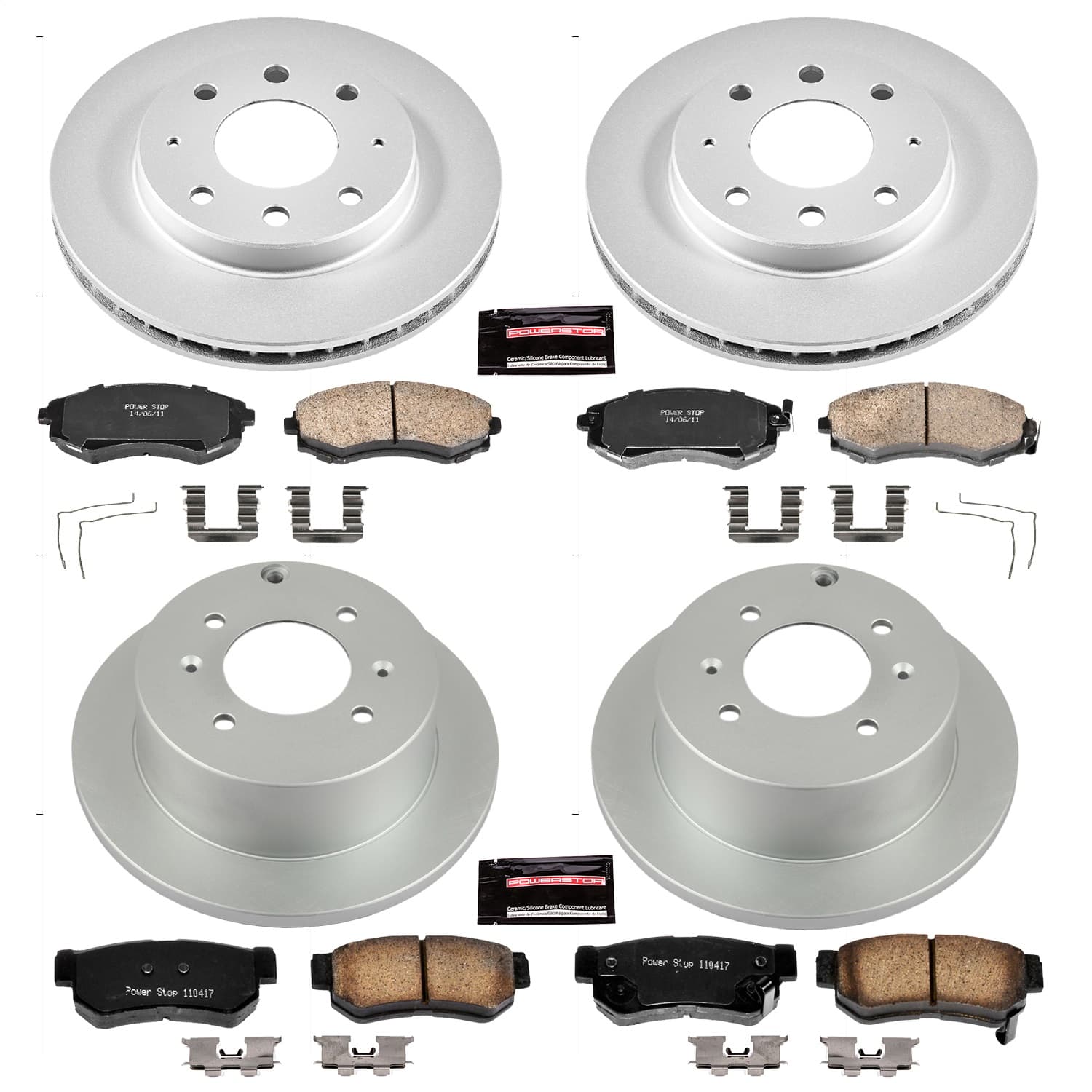 Power Stop - CRK4444 - Front and Rear - Disc Brake Pad and Rotor Kit image 1
