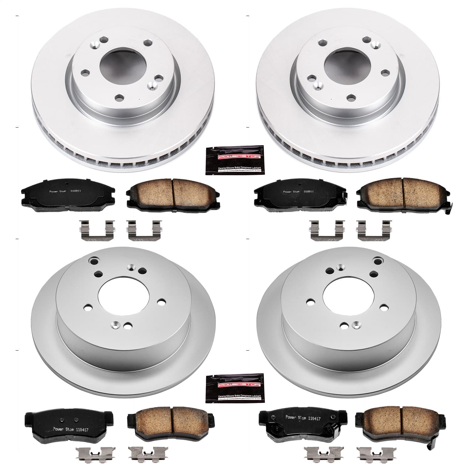 Power Stop - CRK4447 - Front and Rear - Disc Brake Pad and Rotor Kit image 1