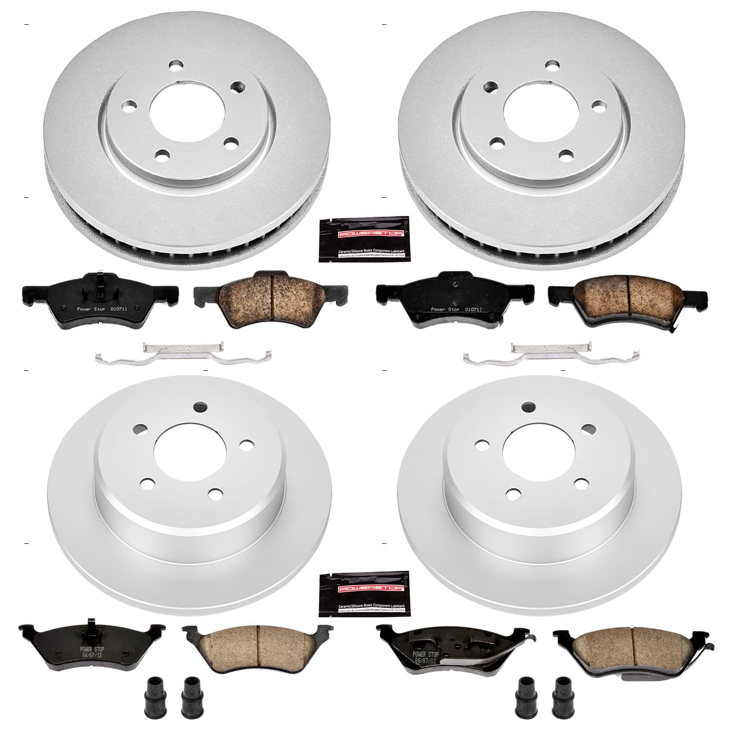 Power Stop - CRK4458 - Front and Rear - Disc Brake Pad and Rotor Kit image 1