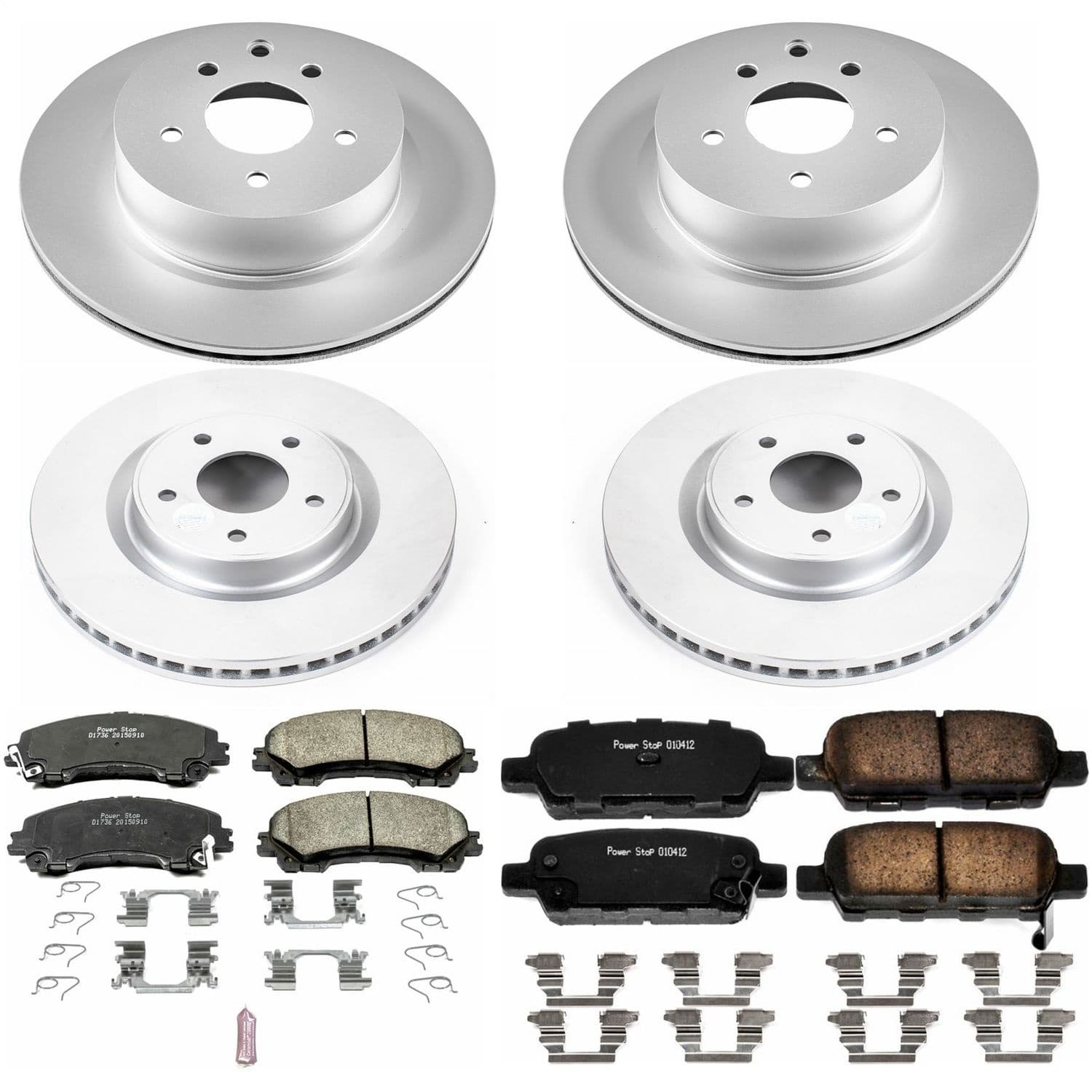 Power Stop - CRK7584 - Front and Rear - Disc Brake Pad and Rotor Kit image 1