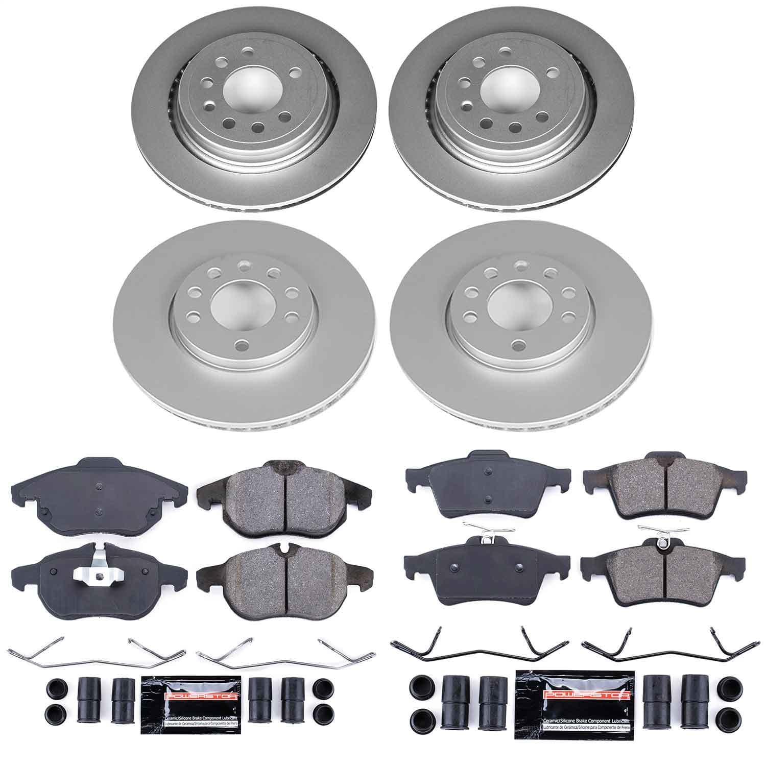 Power Stop - CRK8156 - Front and Rear - Disc Brake Pad and Rotor Kit image 1