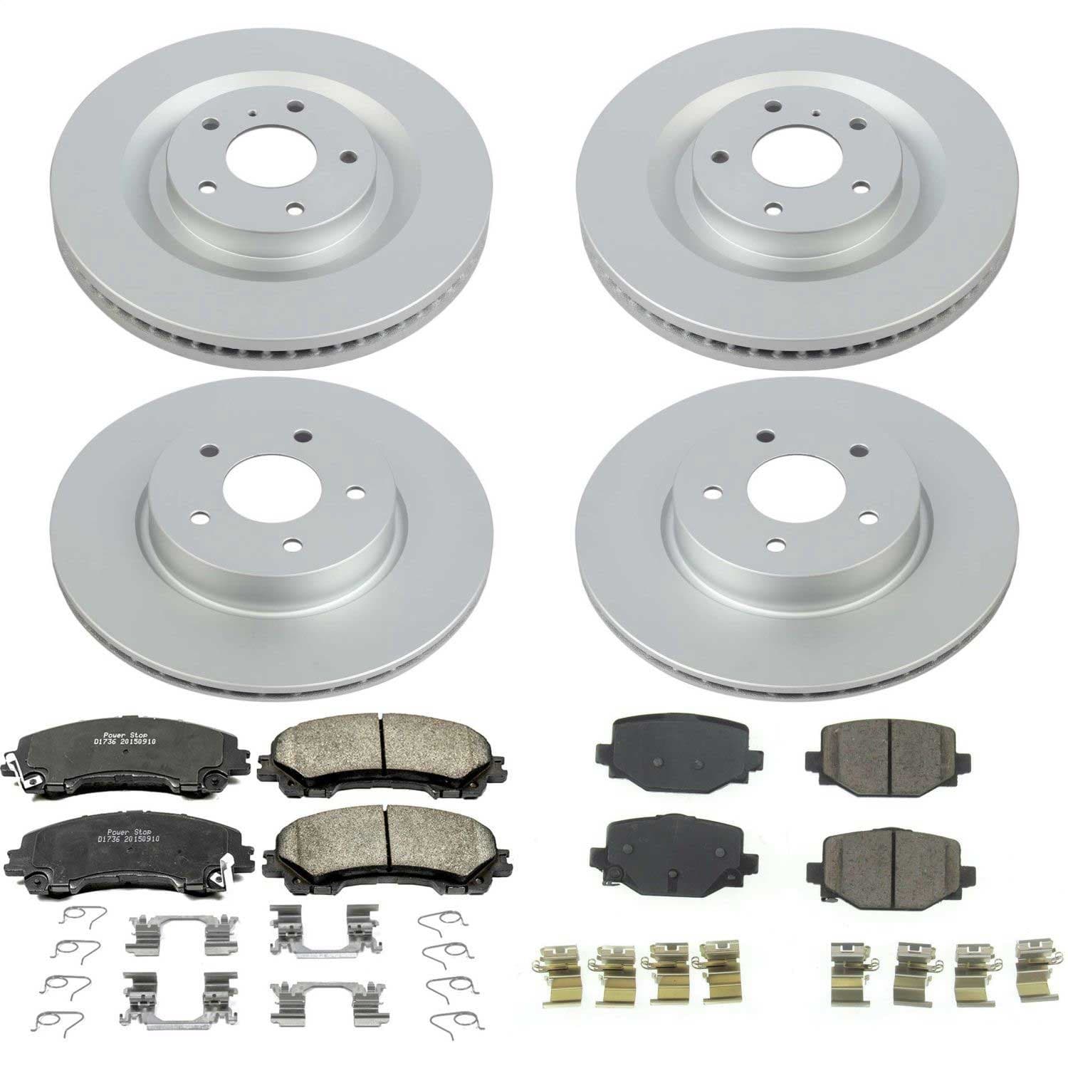 Power Stop - CRK8451 - Front and Rear - Disc Brake Pad and Rotor Kit image 1