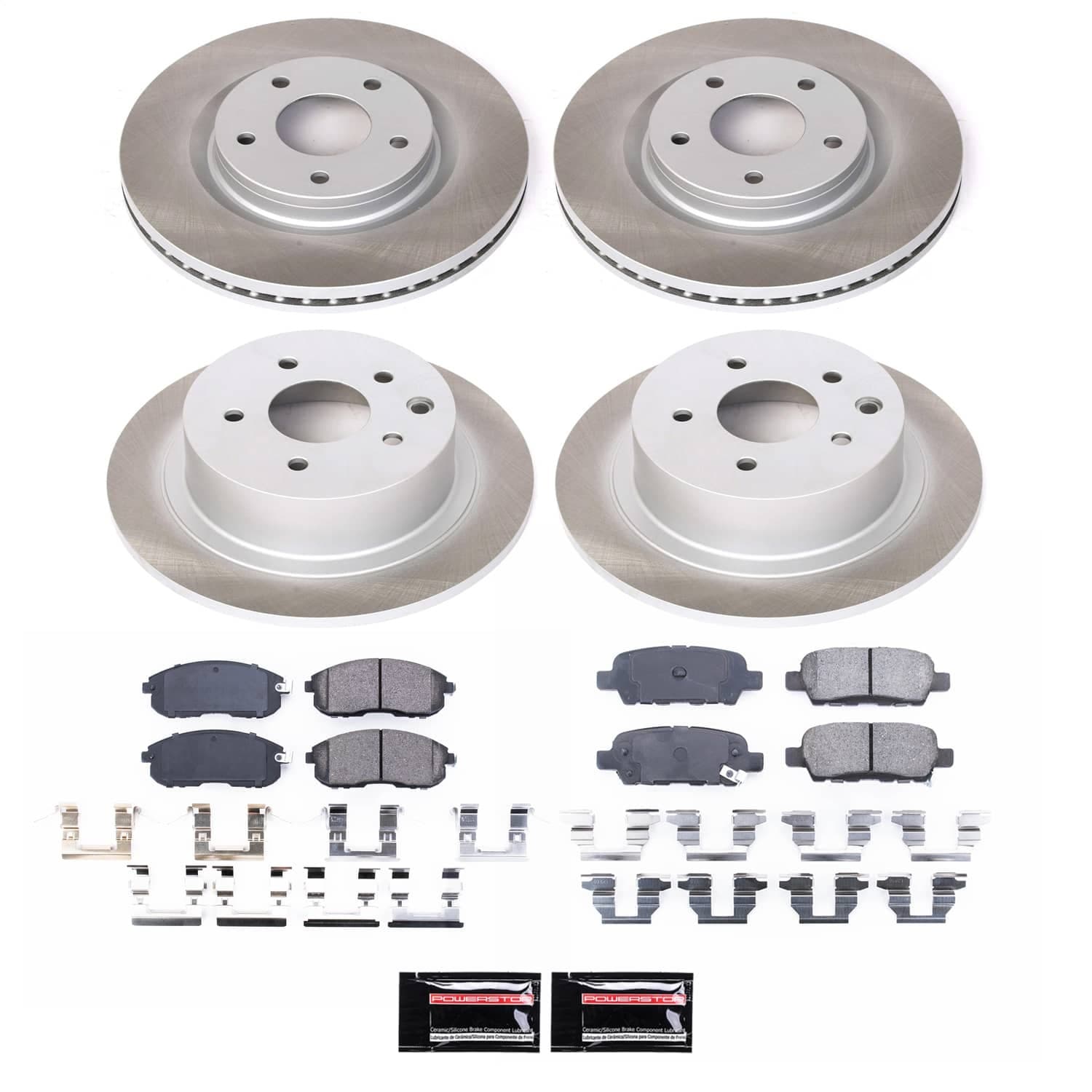 Power Stop - ESK7644 - Front and Rear - Disc Brake Pad and Rotor Kit image 1
