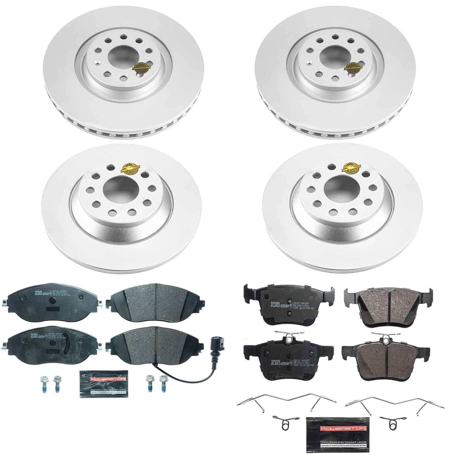 Power Stop - ESK8168 - Front and Rear - Disc Brake Pad and Rotor Kit image 1