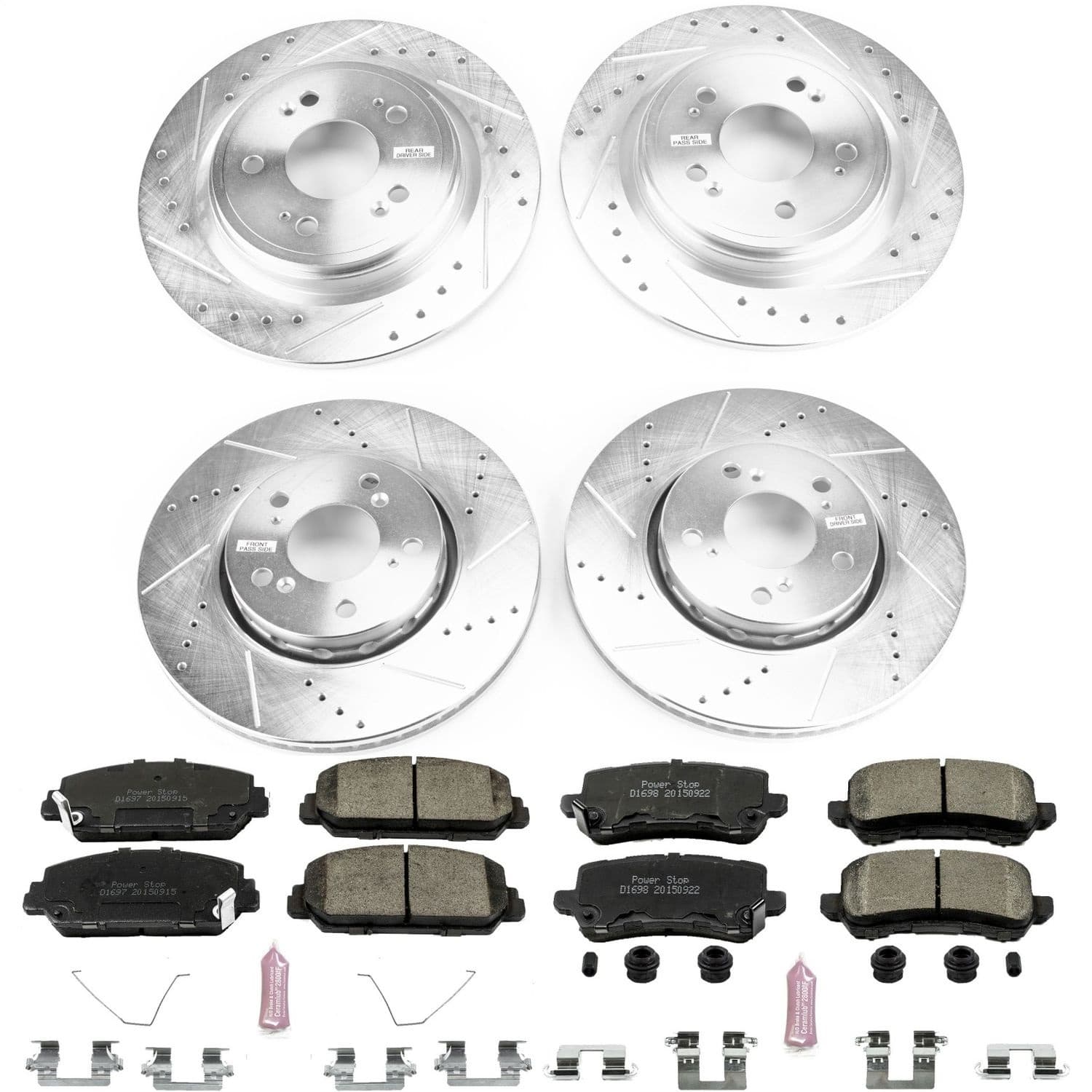 Power Stop - K6954 - Front and Rear - Disc Brake Pad and Rotor Kit image 1