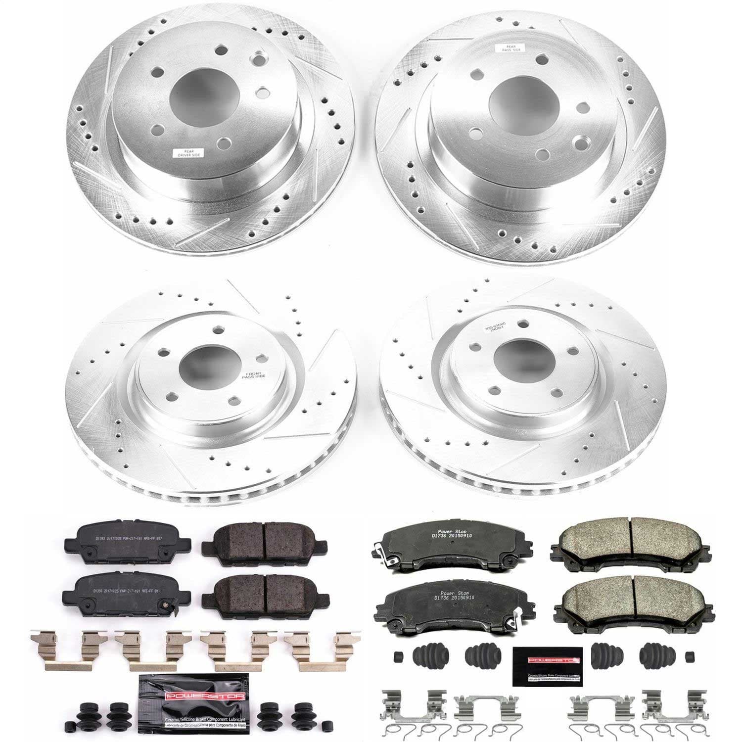Power Stop - K7033 - Front and Rear - Disc Brake Pad and Rotor Kit image 1