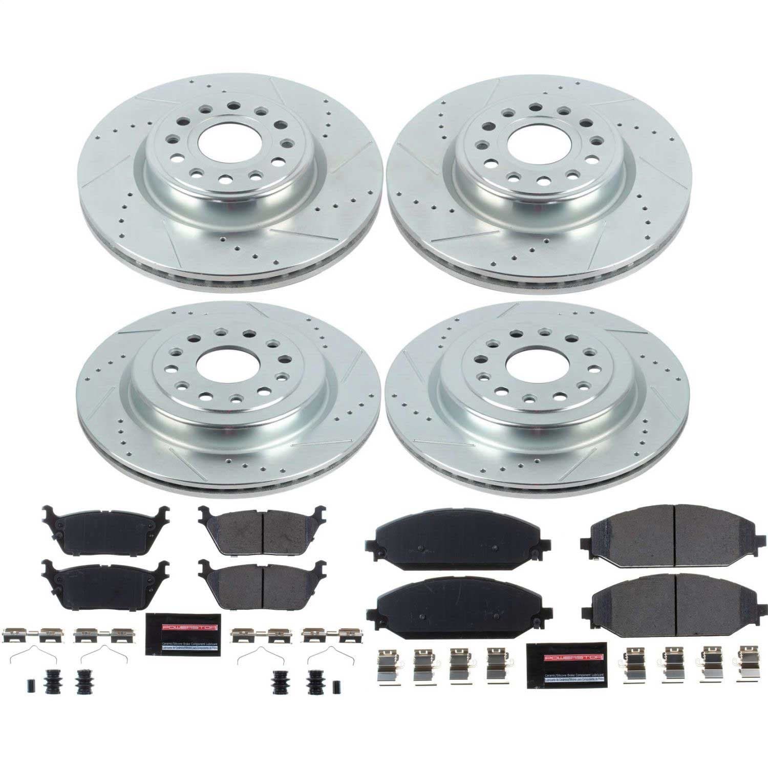 Power Stop - K8182 - Front and Rear - Disc Brake Pad and Rotor Kit image 1