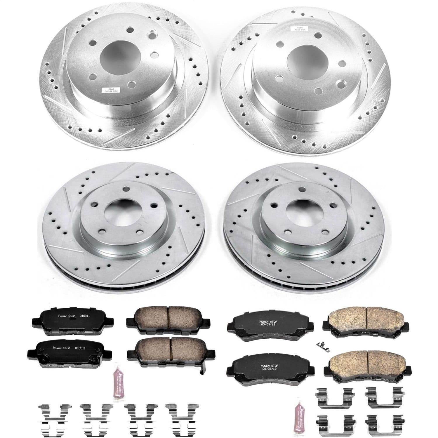 Power Stop - K8268 - Front and Rear - Disc Brake Pad and Rotor Kit image 1