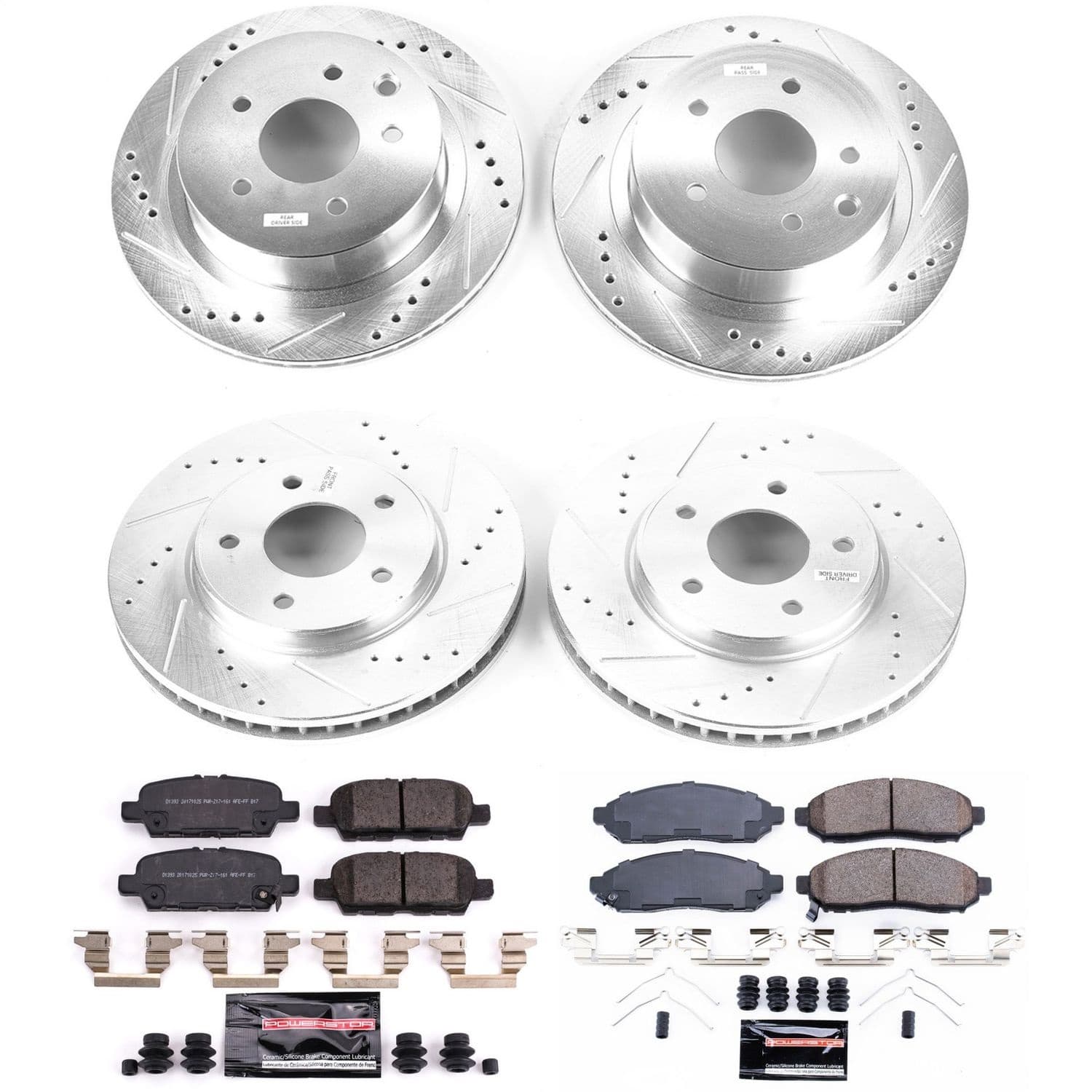 Power Stop - K8272 - Front and Rear - Disc Brake Pad and Rotor Kit image 1