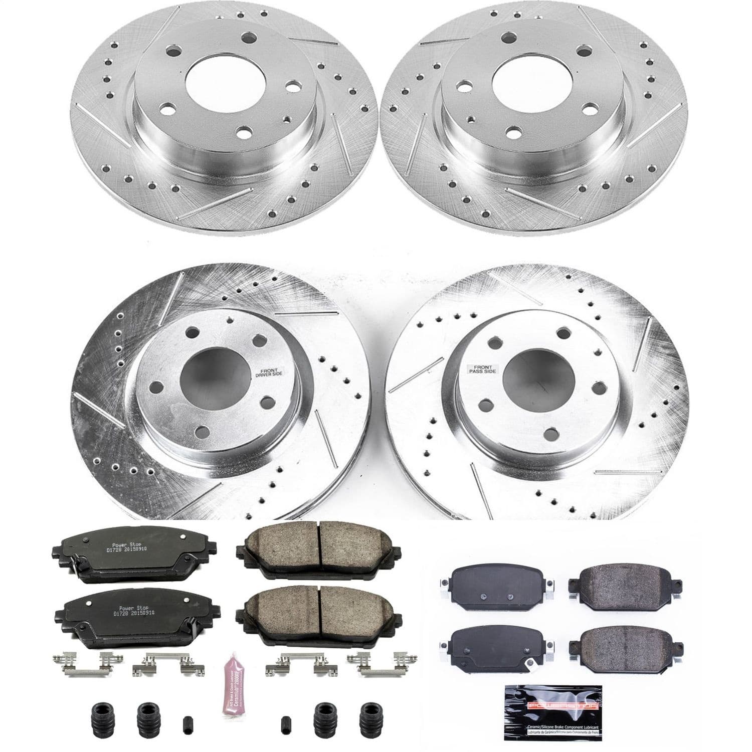 Power Stop - K8282 - Front and Rear - Disc Brake Pad and Rotor Kit image 1