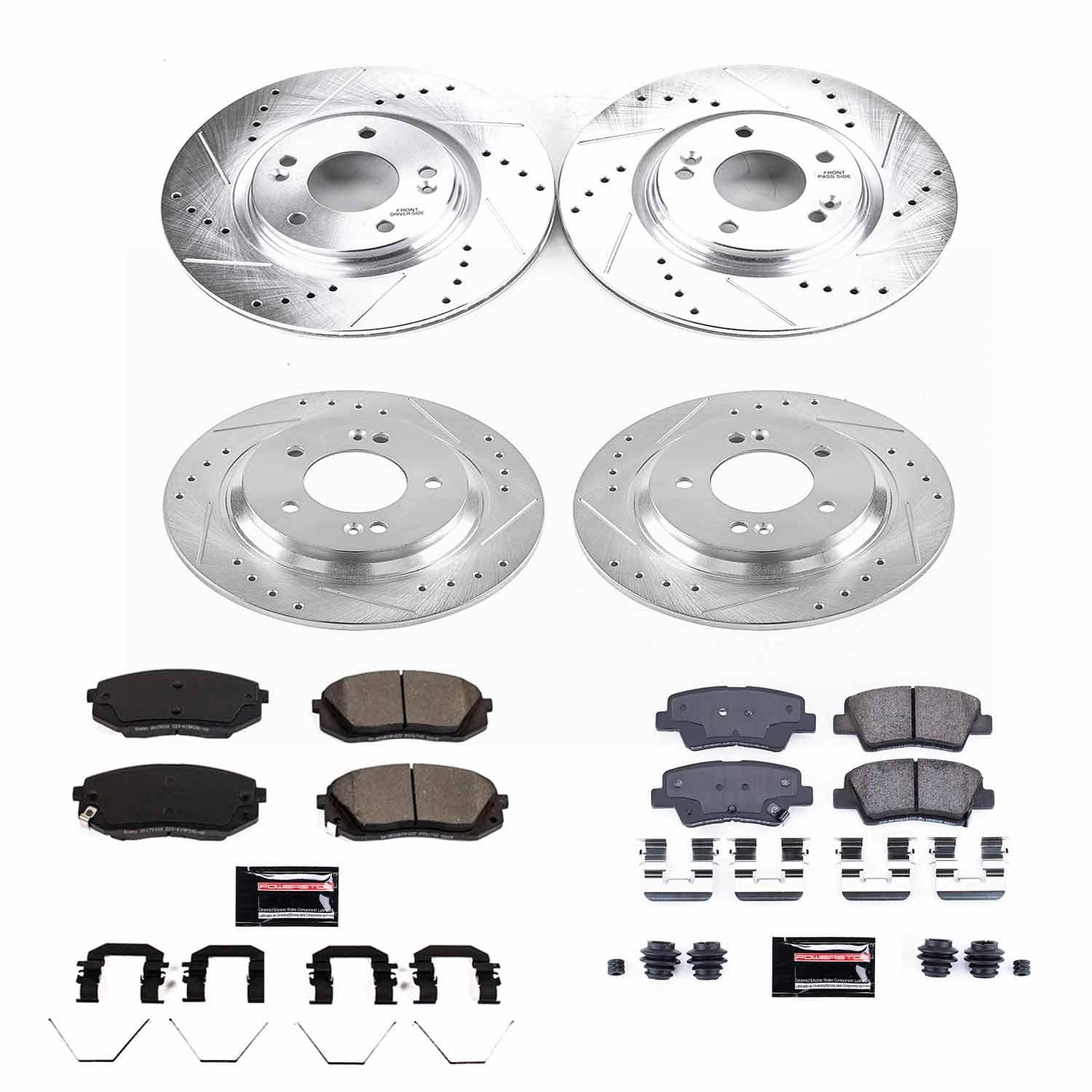 Power Stop - K8284 - Front and Rear - Disc Brake Pad and Rotor Kit image 1