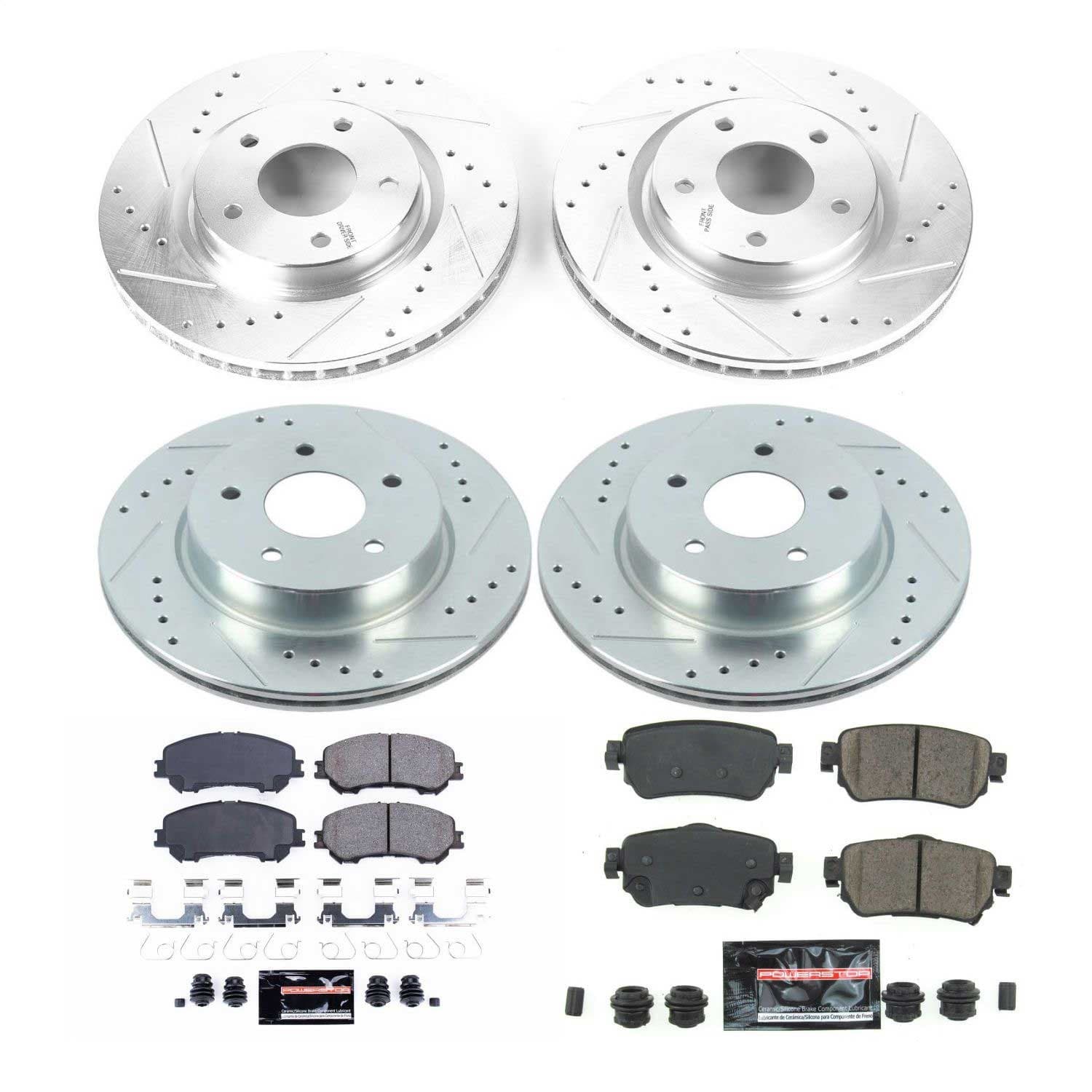 Power Stop - K8289 - Front and Rear - Disc Brake Pad and Rotor Kit image 1