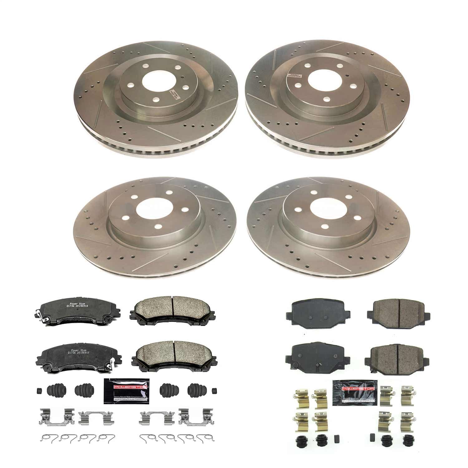 Power Stop - K8451 - Front and Rear - Disc Brake Pad and Rotor Kit image 1