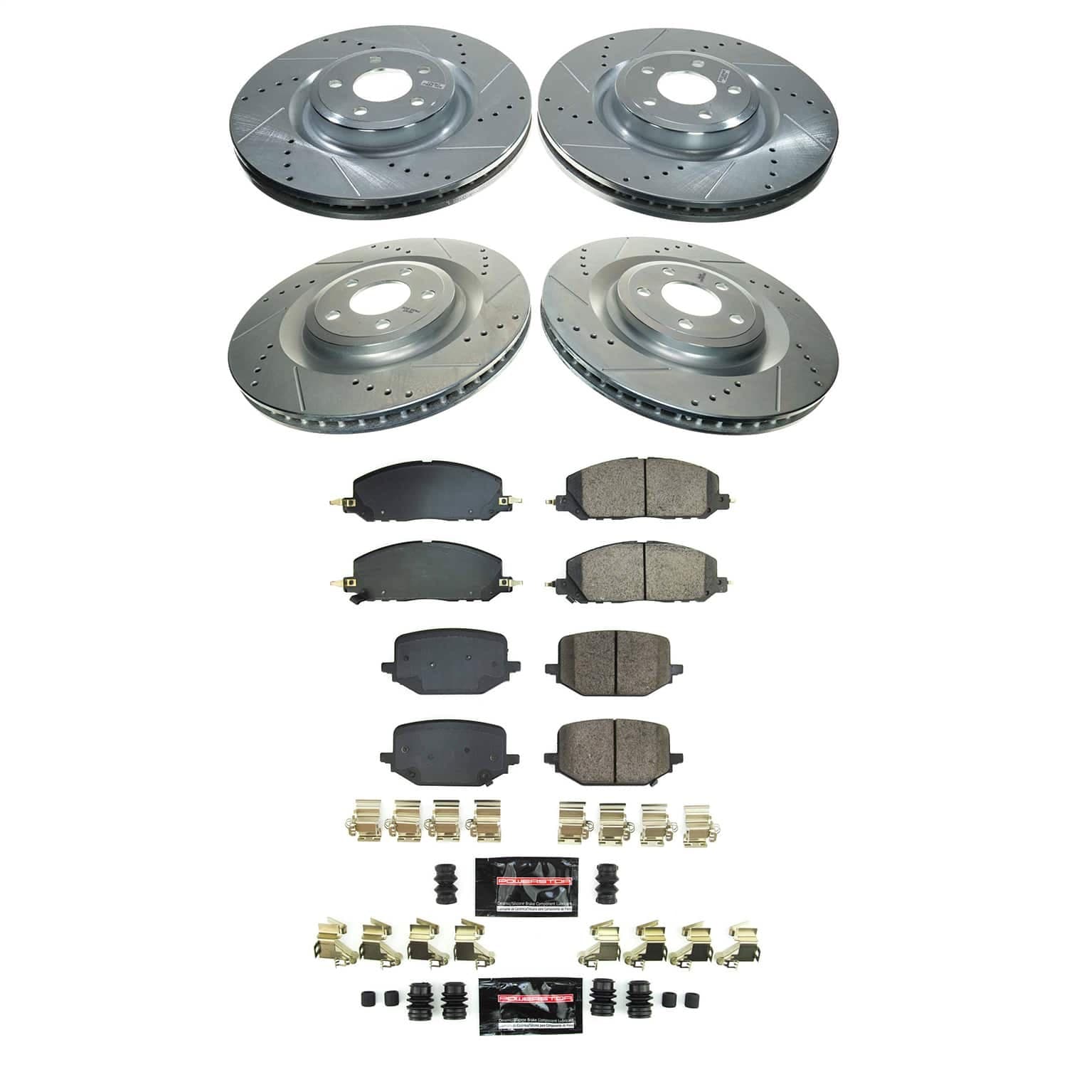 Power Stop - K8694 - Front and Rear - Disc Brake Pad and Rotor Kit image 1