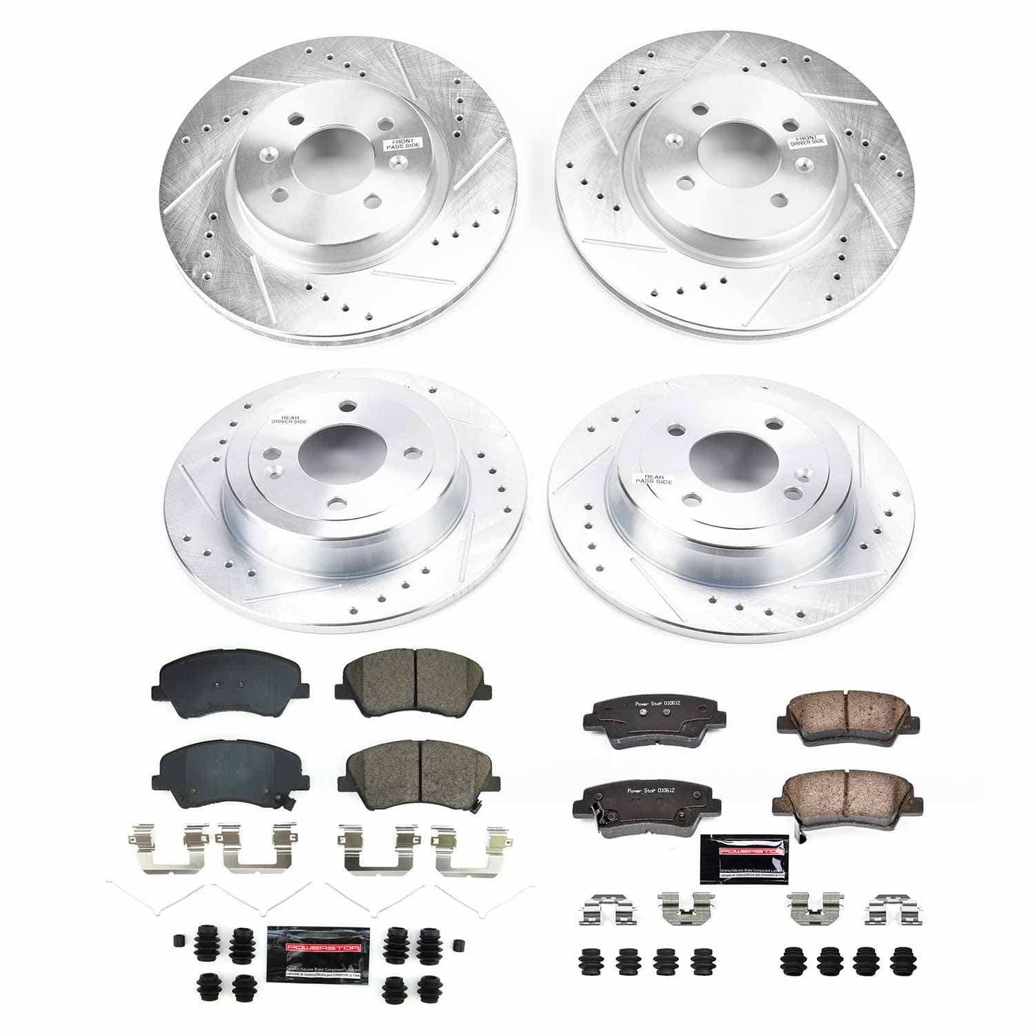 Power Stop - K8724 - Front and Rear - Disc Brake Pad and Rotor Kit image 1