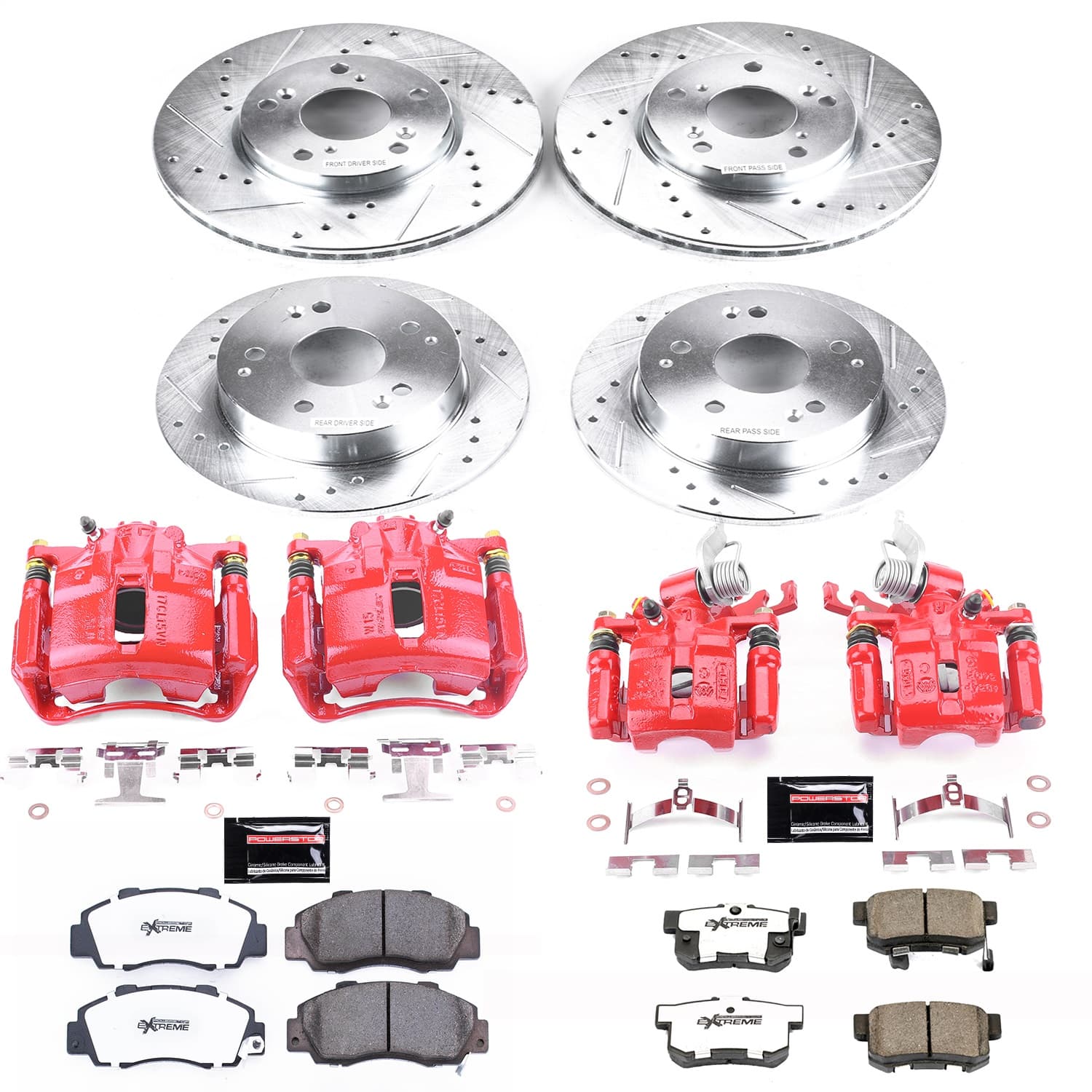 Power Stop - KC1042-26 - Front and Rear - Disc Brake Pad/Caliper and Rotor Kit image 1