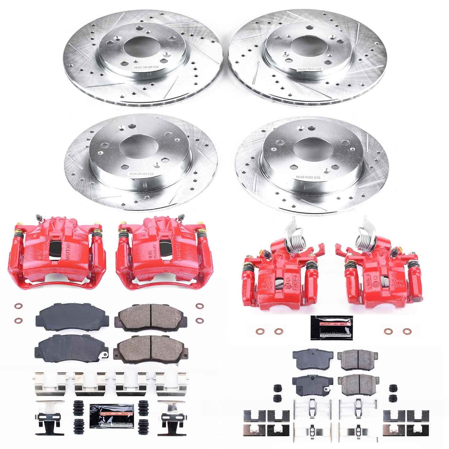 Power Stop - KC1042 - Front and Rear - Disc Brake Pad/Caliper and Rotor Kit image 1