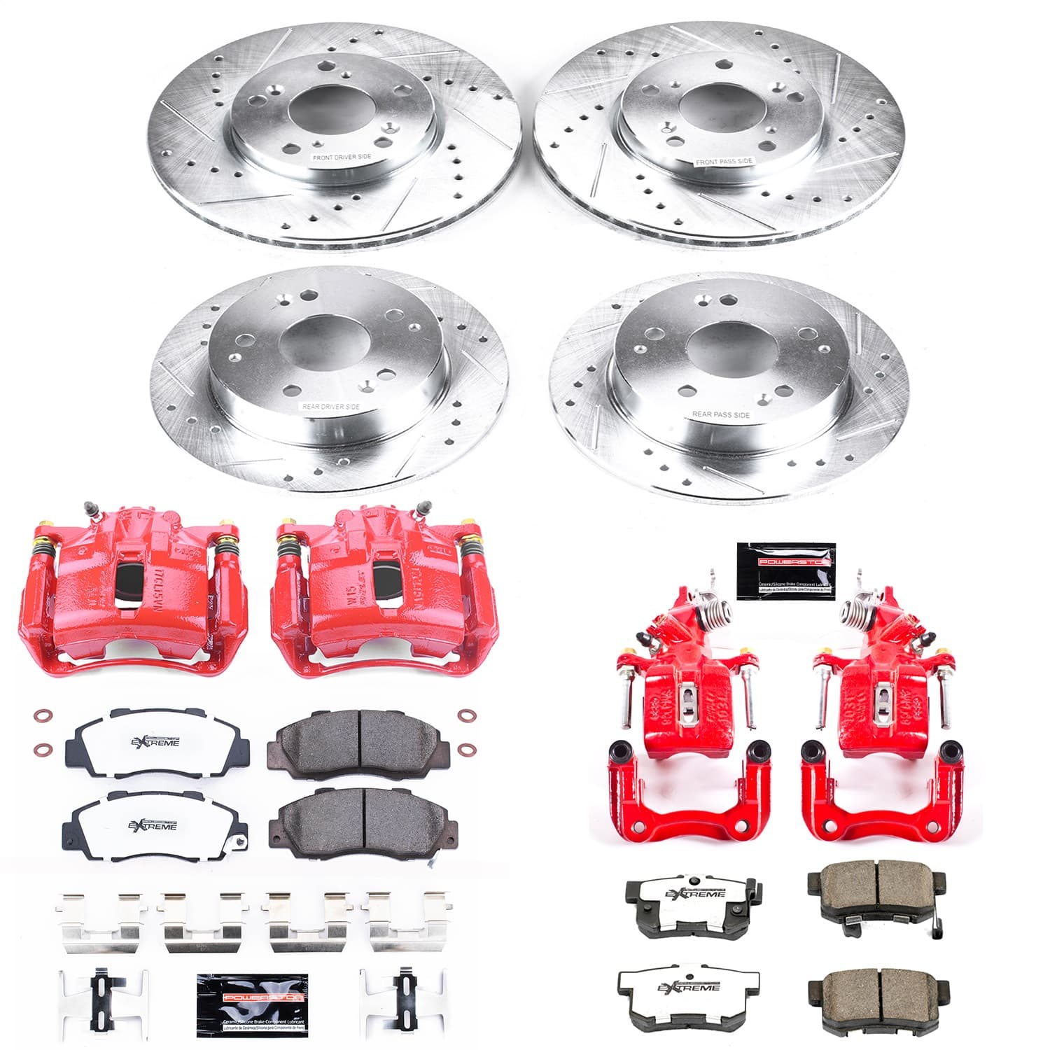 Power Stop - KC1042A-26 - Front and Rear - Disc Brake Pad/Caliper and Rotor Kit image 1