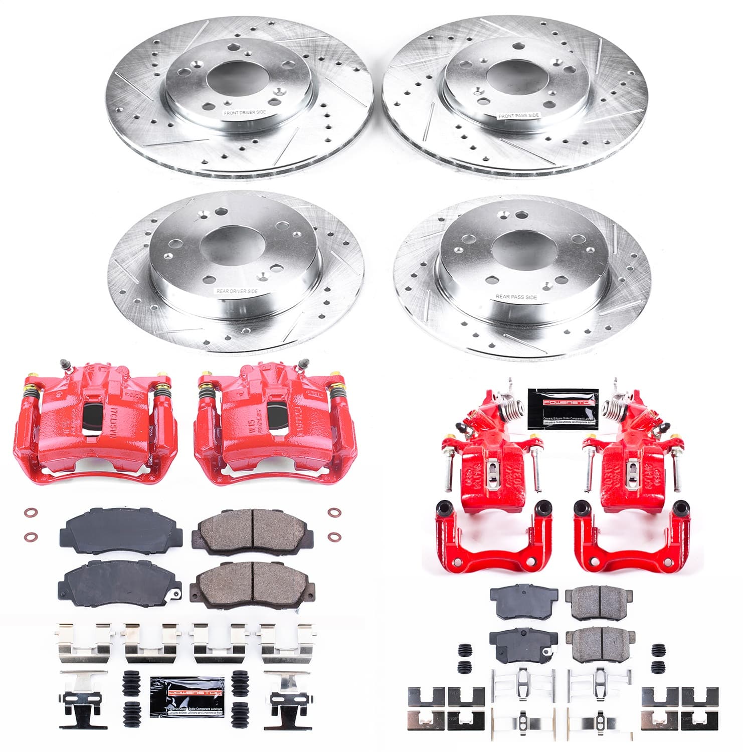 Power Stop - KC1042A - Front and Rear - Disc Brake Pad/Caliper and Rotor Kit image 1