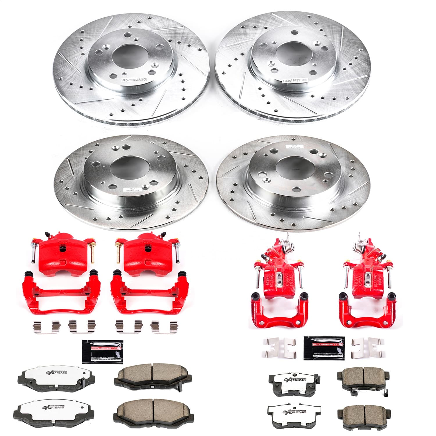 Power Stop - KC1047-26 - Front and Rear - Disc Brake Pad/Caliper and Rotor Kit image 1