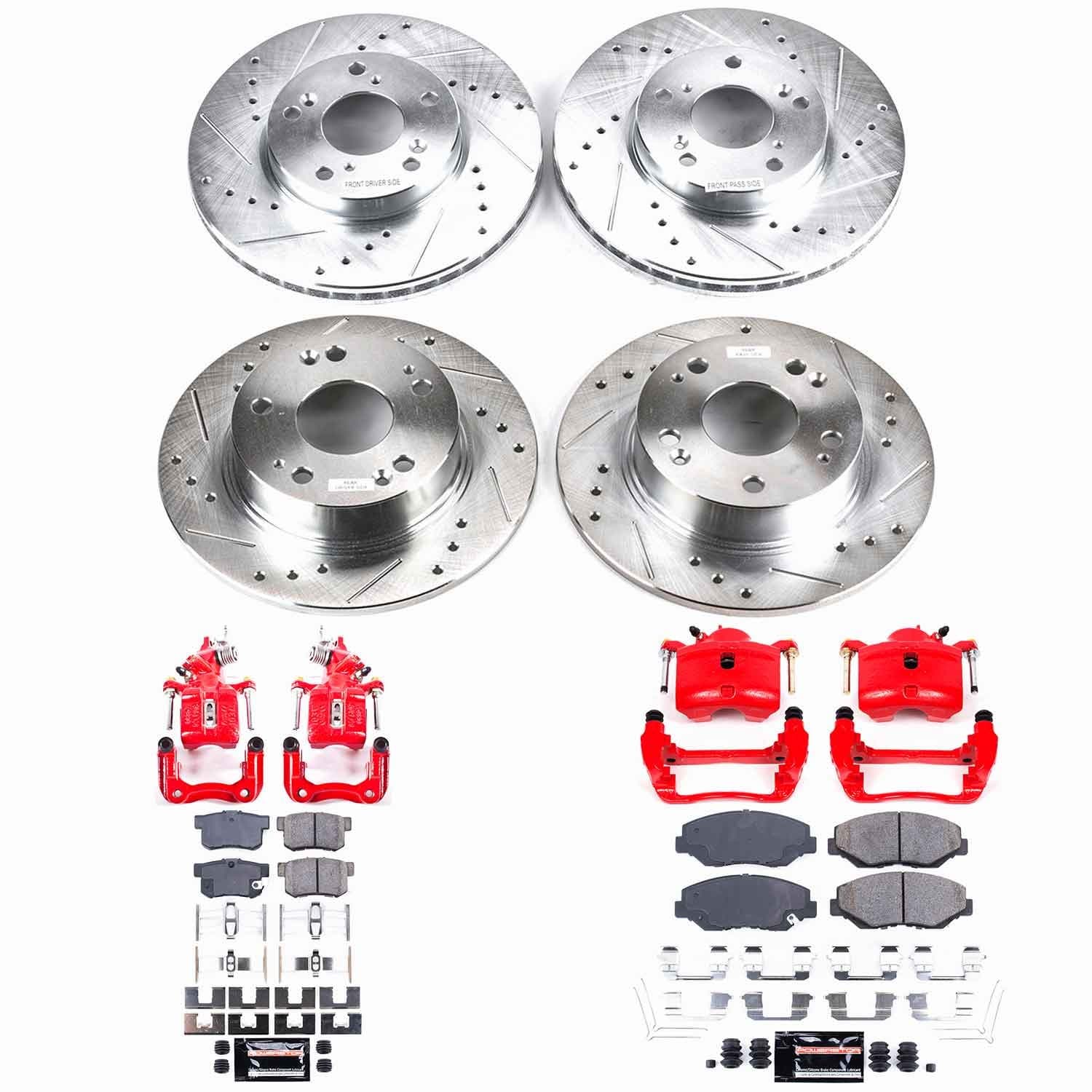 Power Stop - KC1047 - Front and Rear - Disc Brake Pad/Caliper and Rotor Kit image 1