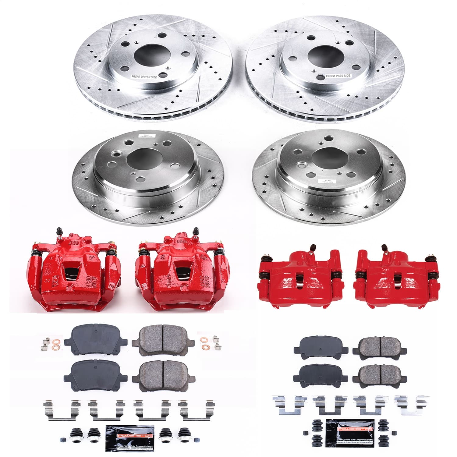Power Stop - KC1060 - Front and Rear - Disc Brake Pad/Caliper and Rotor Kit image 1