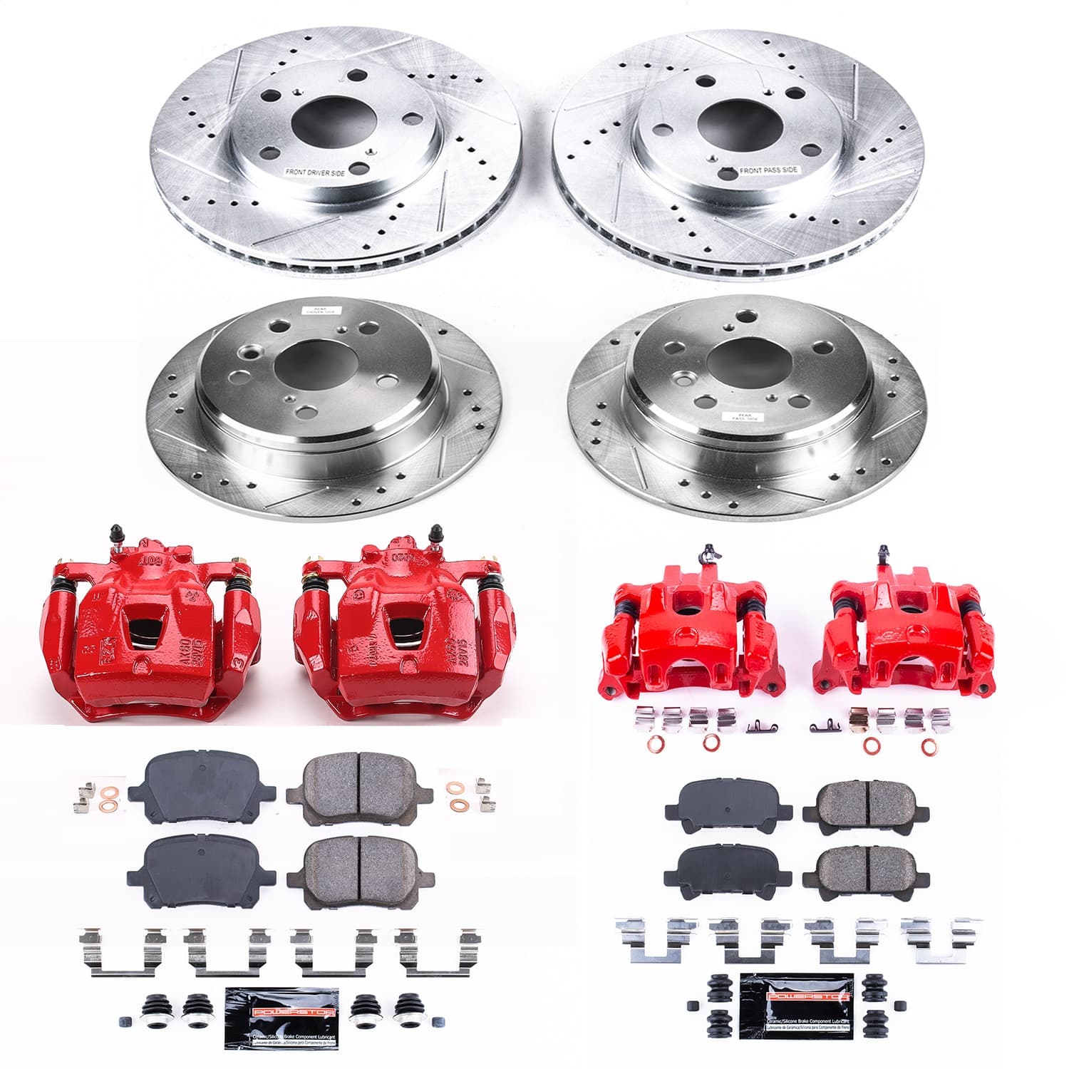 Power Stop - KC1060A - Front and Rear - Disc Brake Pad/Caliper and Rotor Kit image 1