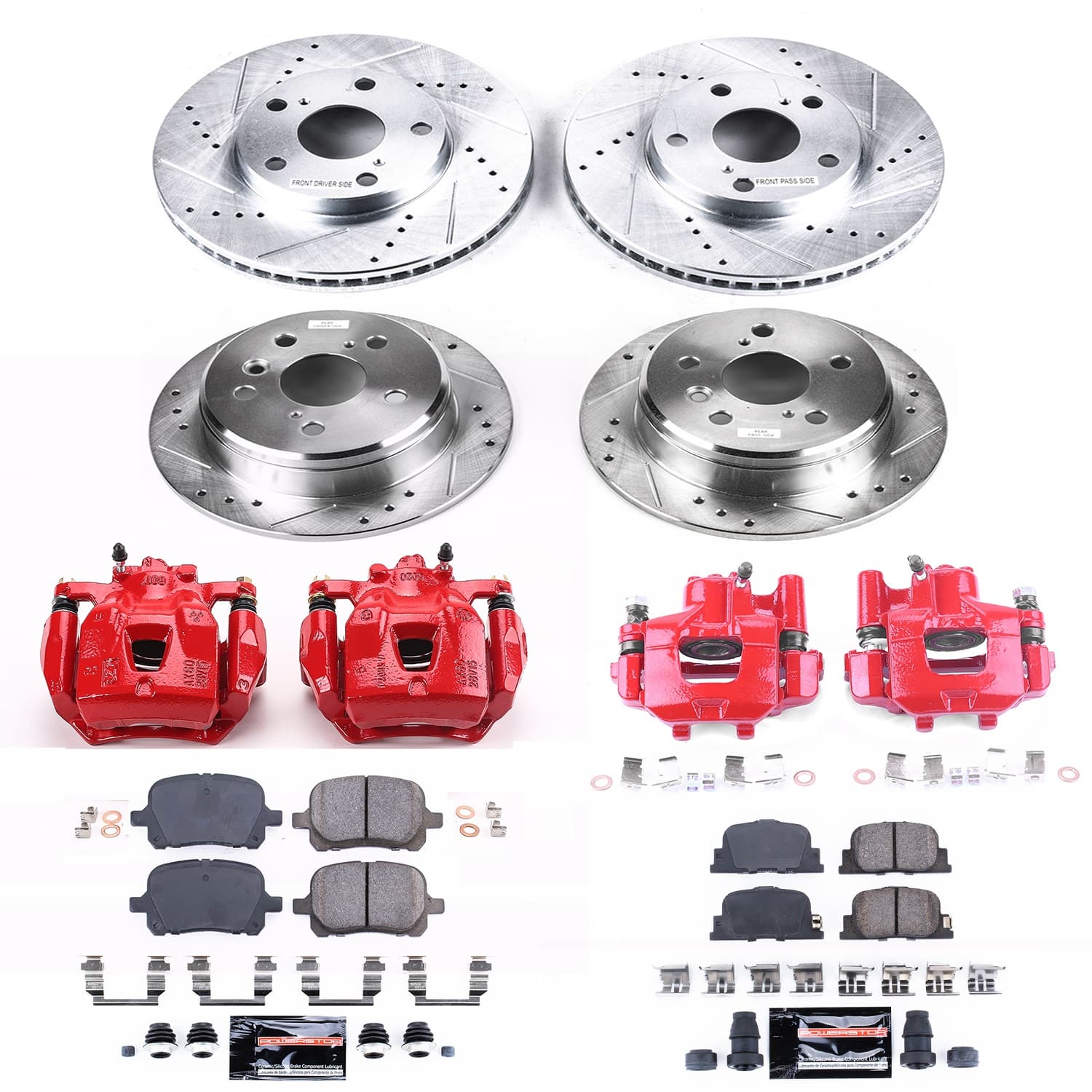 Power Stop - KC1061 - Front and Rear - Disc Brake Pad/Caliper and Rotor Kit image 1