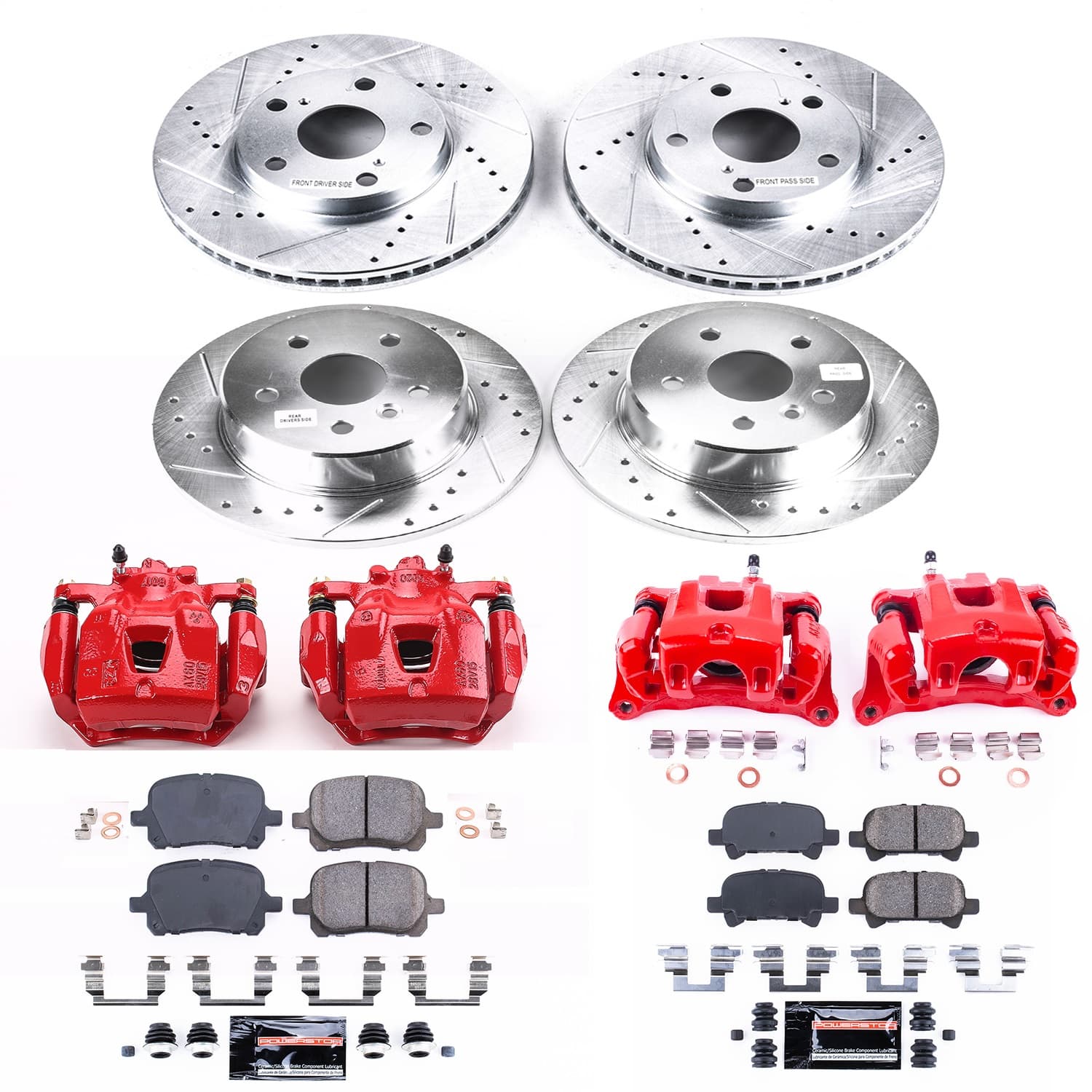 Power Stop - KC1063 - Front and Rear - Disc Brake Pad/Caliper and Rotor Kit image 1