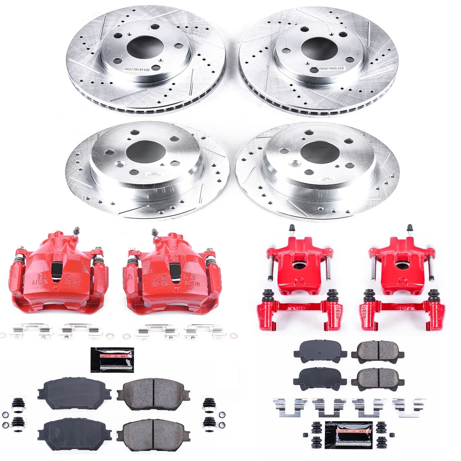 Power Stop - KC1065 - Front and Rear - Disc Brake Pad/Caliper and Rotor Kit image 1
