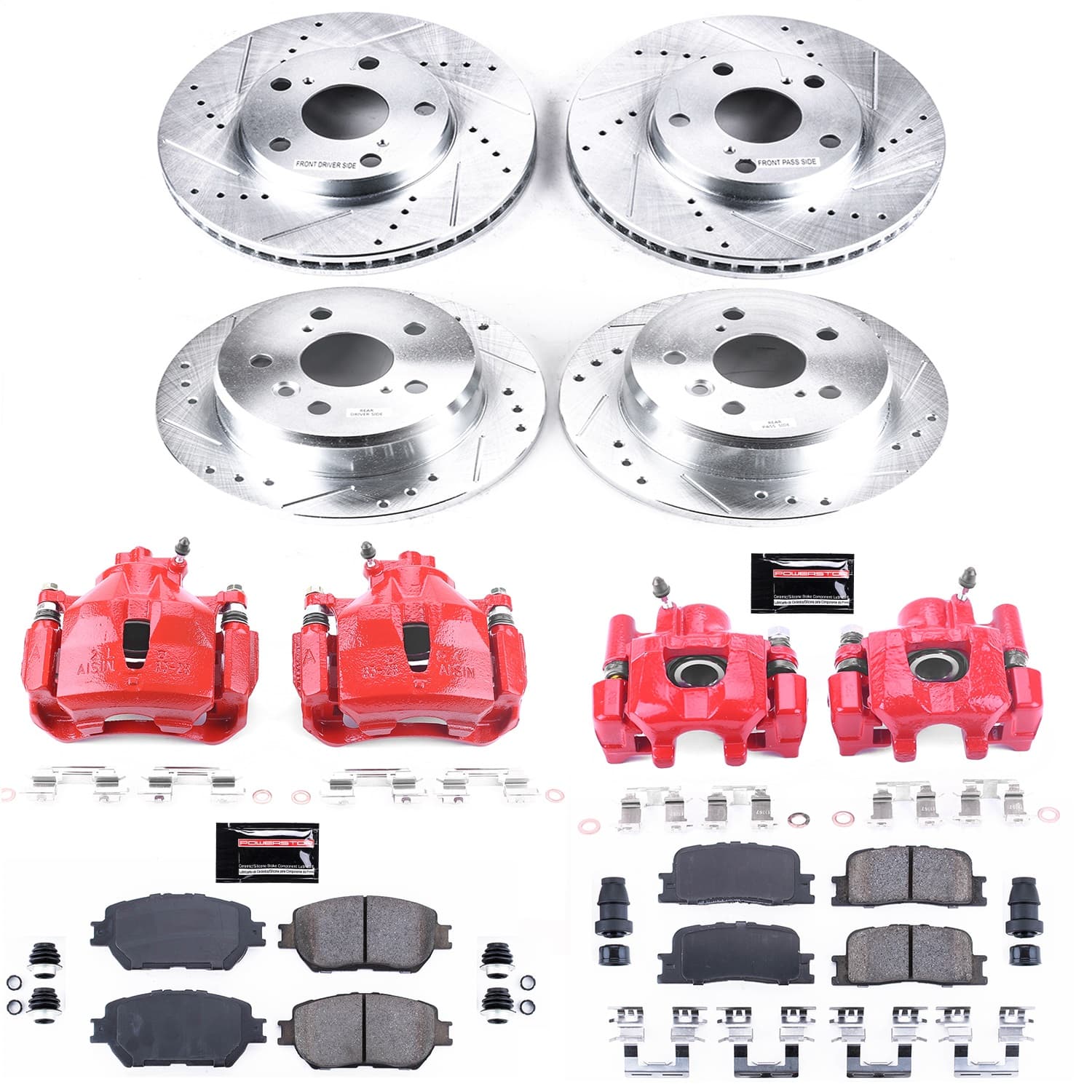 Power Stop - KC1066 - Front and Rear - Disc Brake Pad/Caliper and Rotor Kit image 1