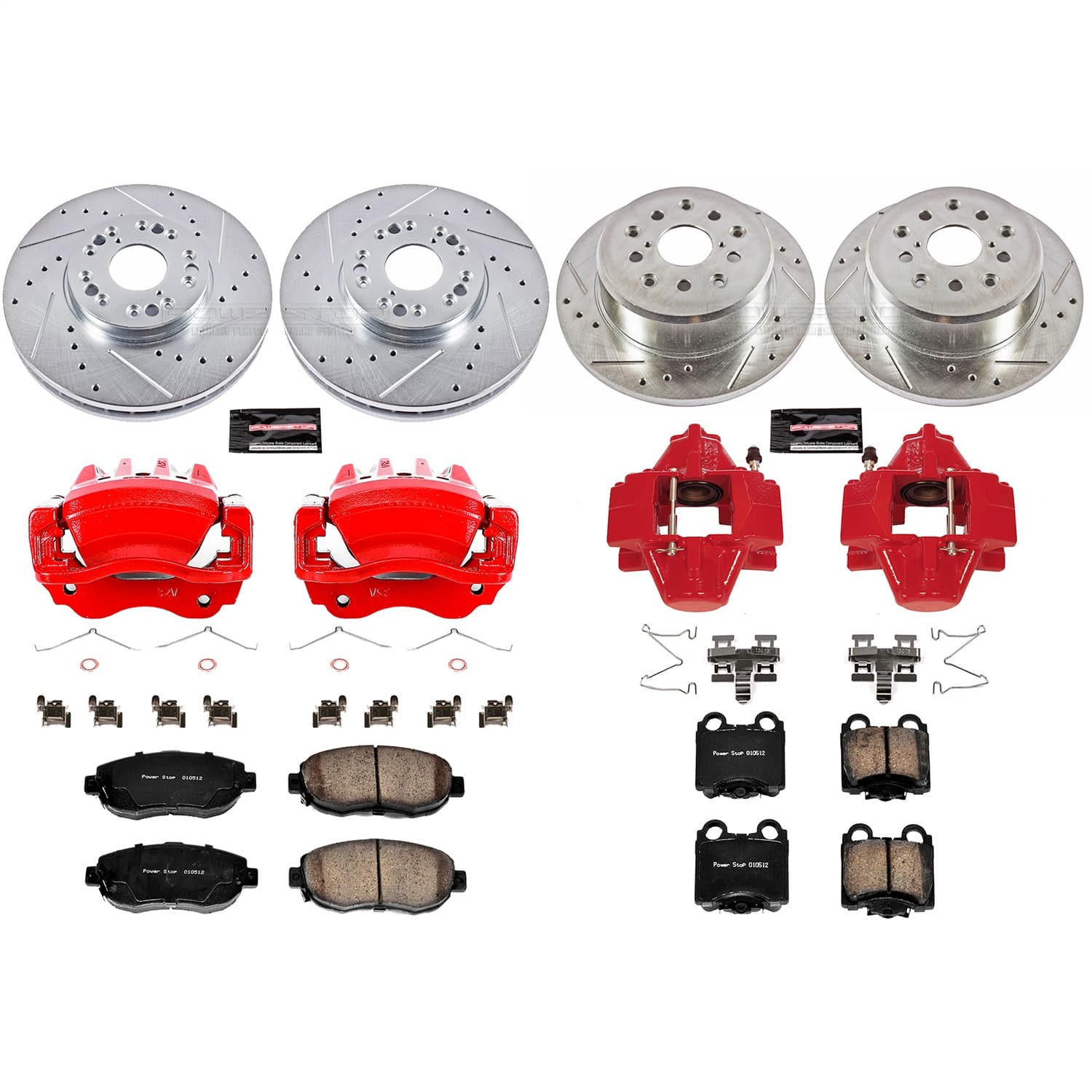 Power Stop - KC1079 - Front and Rear - Disc Brake Pad/Caliper and Rotor Kit image 1