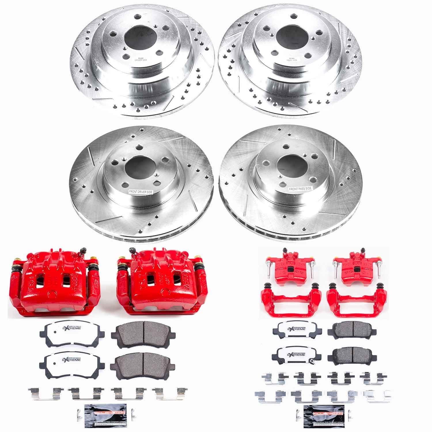 Power Stop - KC1122-26 - Front and Rear - Disc Brake Pad/Caliper and Rotor Kit image 1