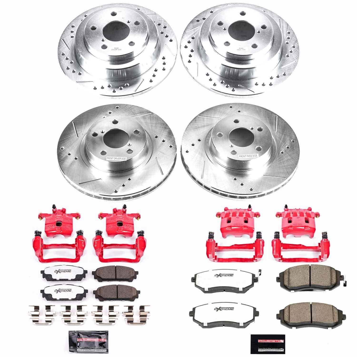 Power Stop - KC1127-26 - Front and Rear - Disc Brake Pad/Caliper and Rotor Kit image 1