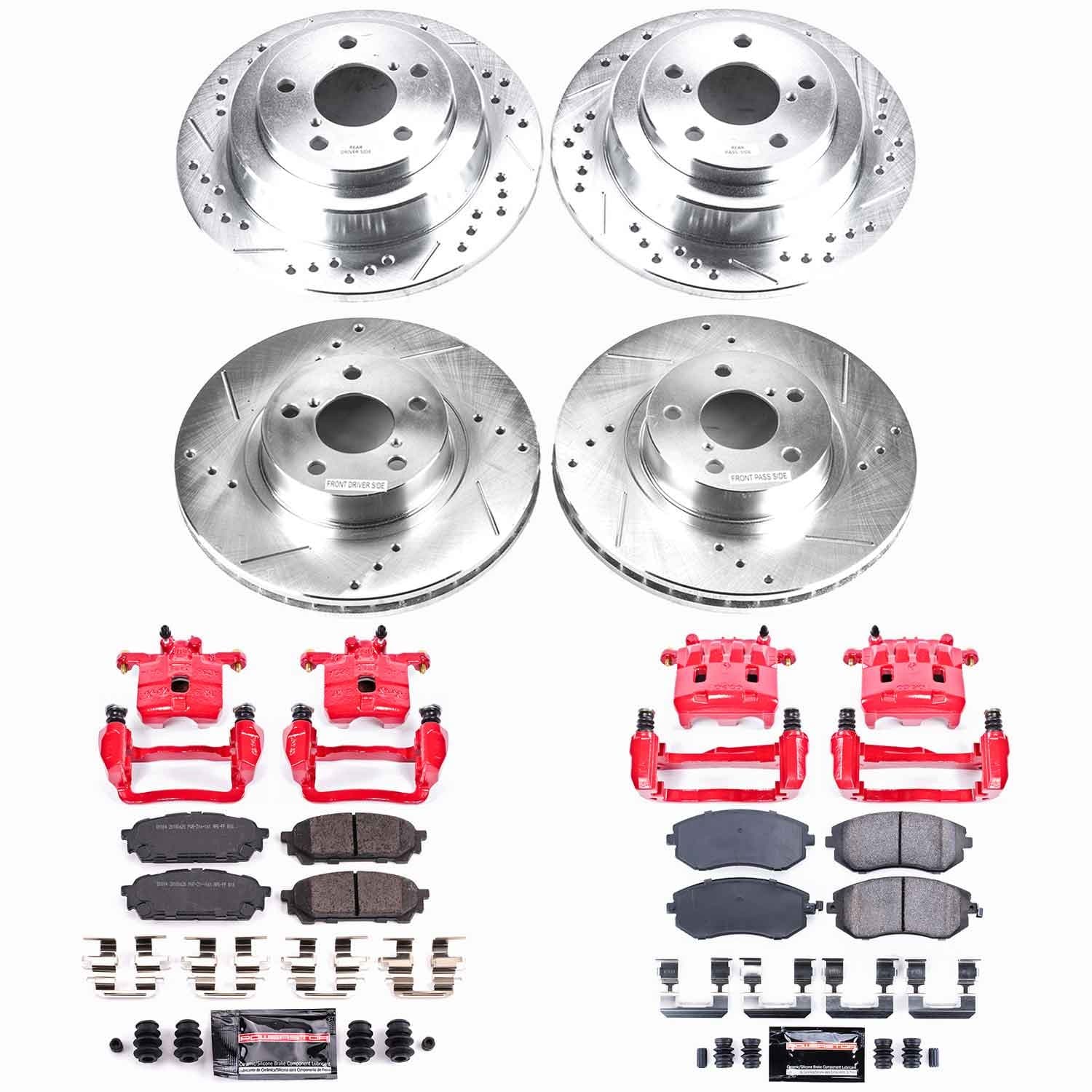 Power Stop - KC1127 - Front and Rear - Disc Brake Pad/Caliper and Rotor Kit image 1