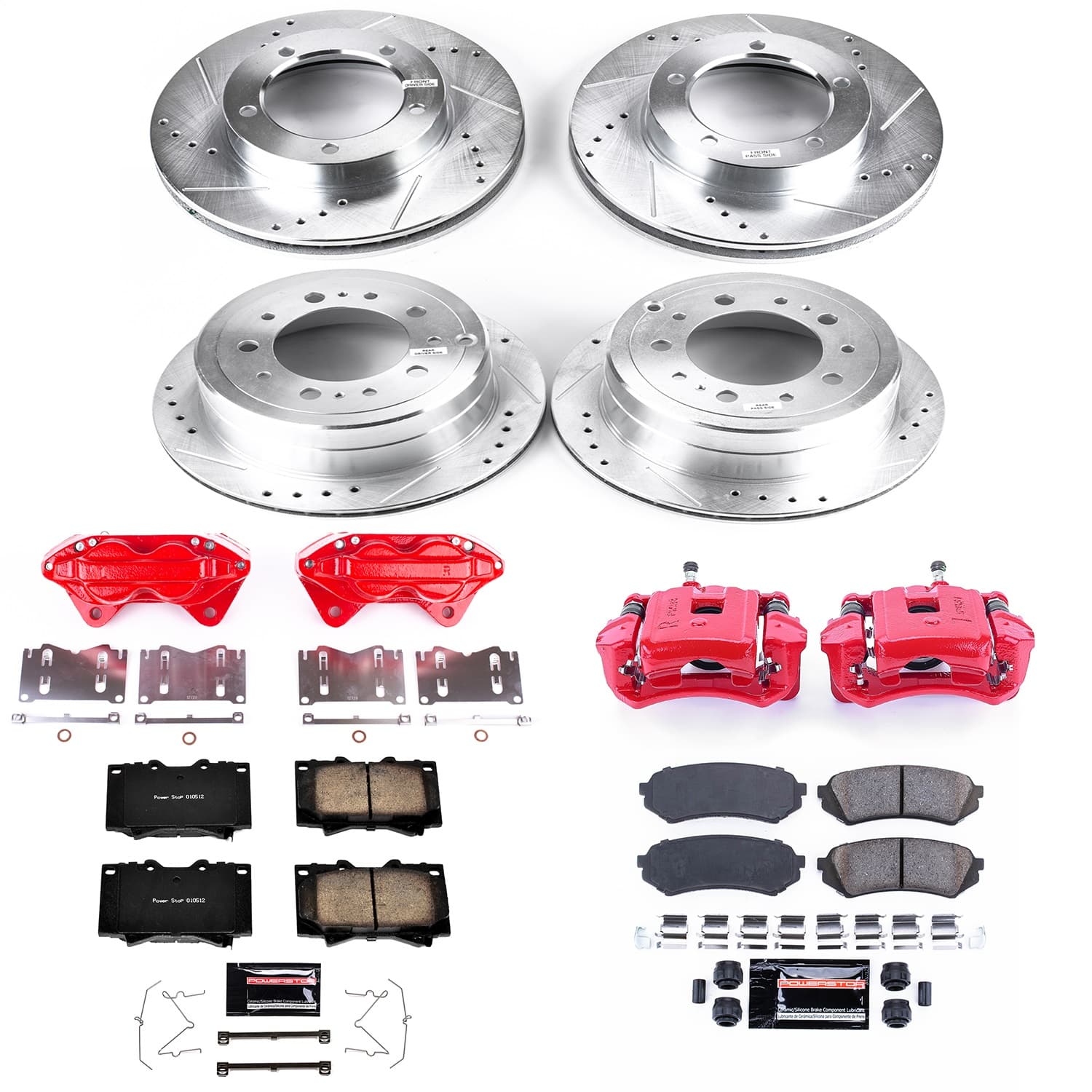 Power Stop - KC1133 - Front and Rear - Disc Brake Pad/Caliper and Rotor Kit image 1