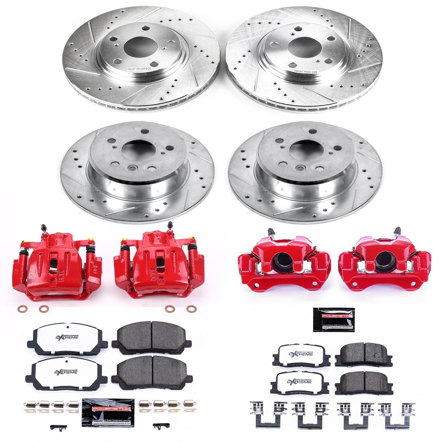 Power Stop - KC1139-36 - Front and Rear - Disc Brake Pad/Caliper and Rotor Kit image 1