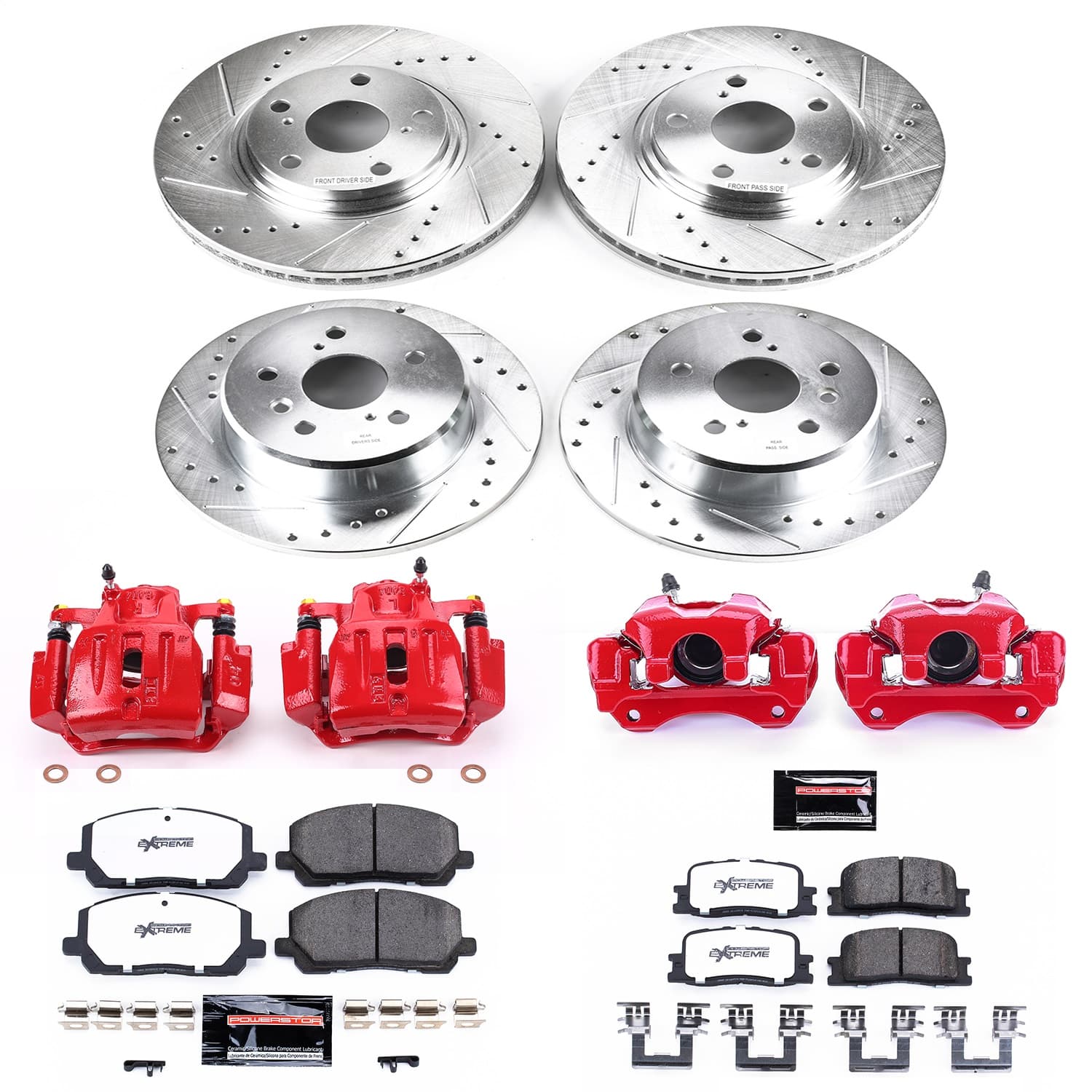 Power Stop - KC1140A-36 - Front and Rear - Disc Brake Pad/Caliper and Rotor Kit image 1