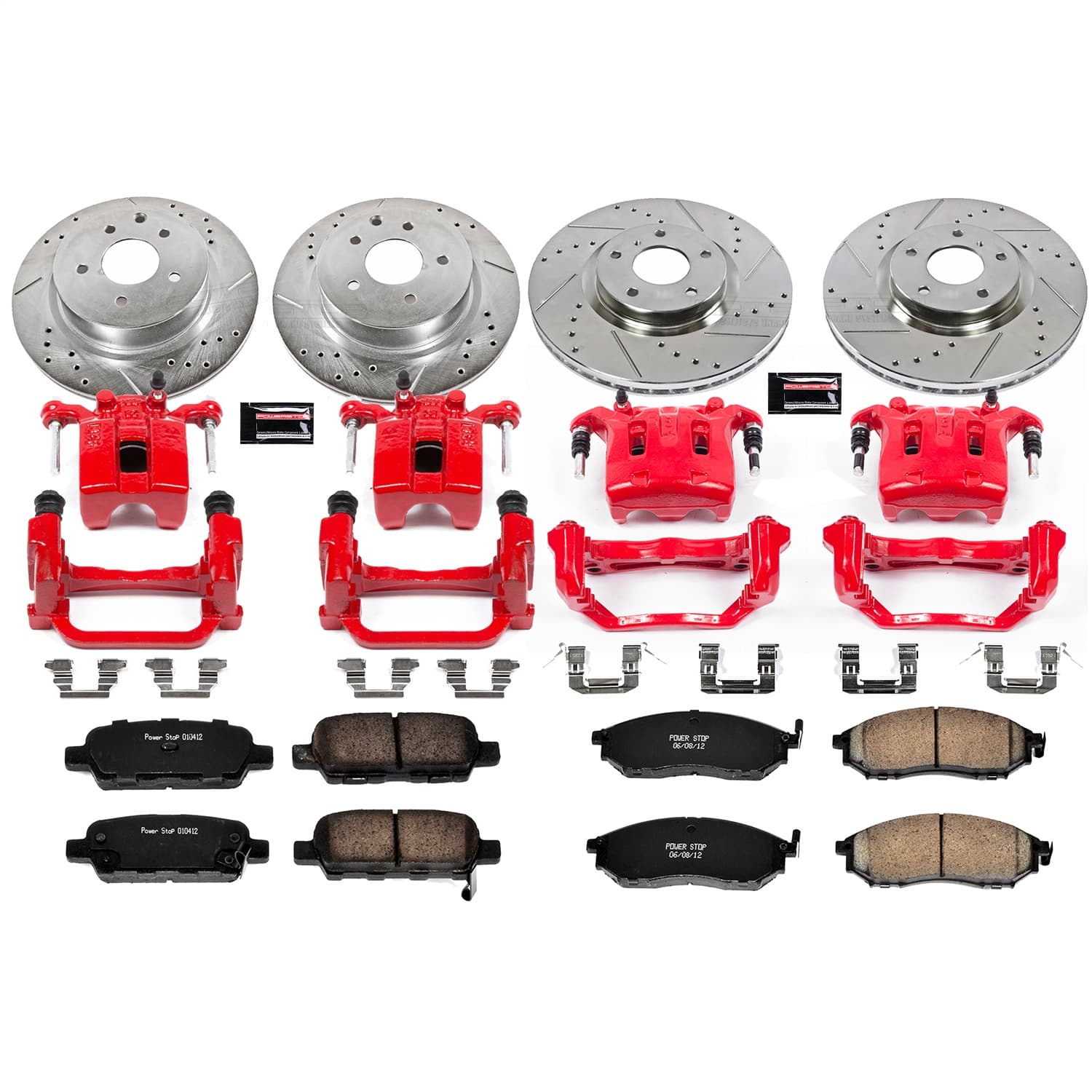 Power Stop - KC114A - Front and Rear - Disc Brake Pad/Caliper and Rotor Kit image 1