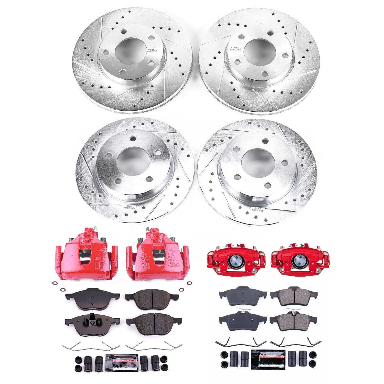 Power Stop - KC121A - Front and Rear - Disc Brake Pad/Caliper and Rotor Kit image 1