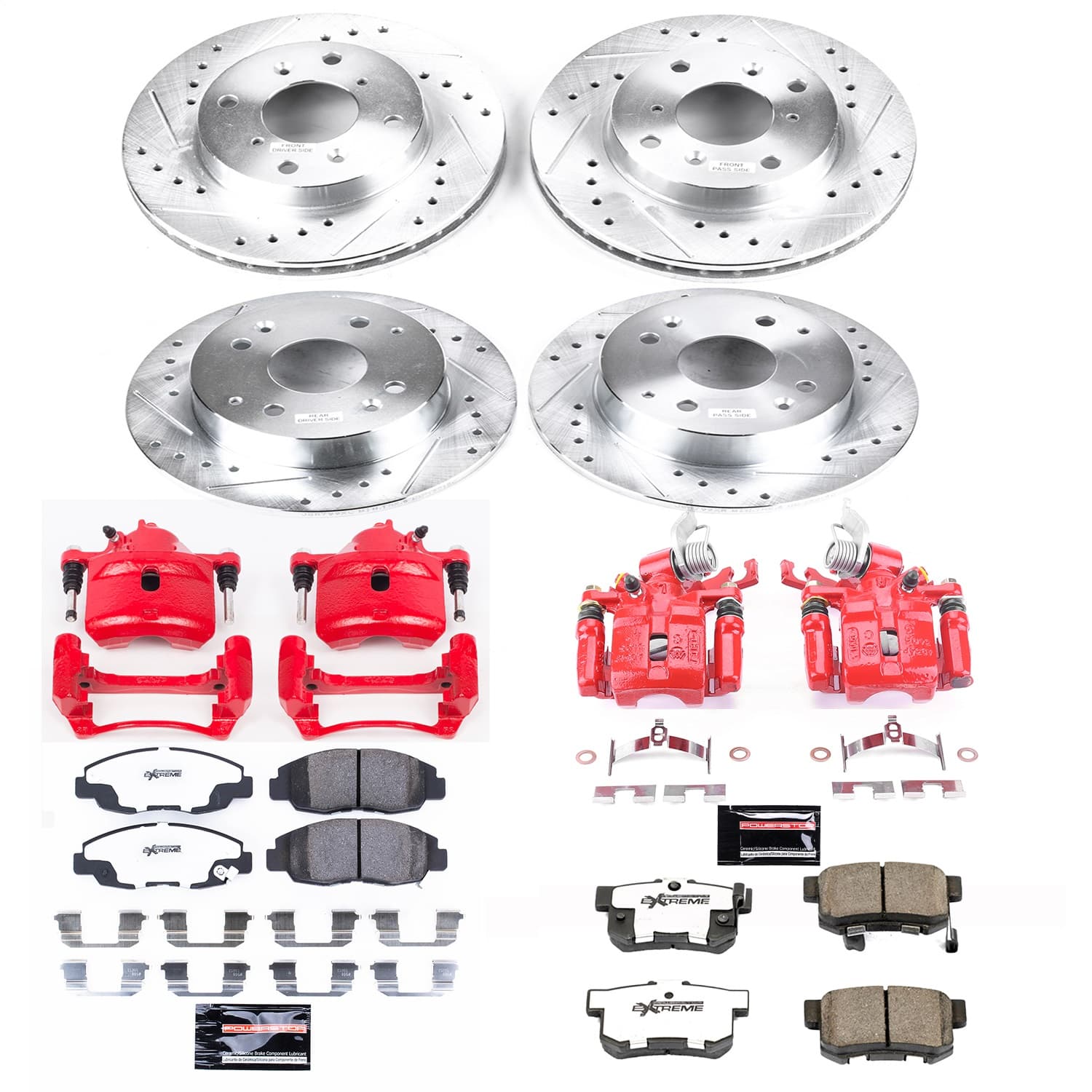 Power Stop - KC1240B-26 - Front and Rear - Disc Brake Pad/Caliper and Rotor Kit image 1